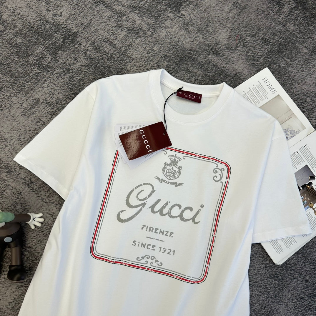 GG SS26 Firenze 1921 Logo T-shirt White Cotton 350730