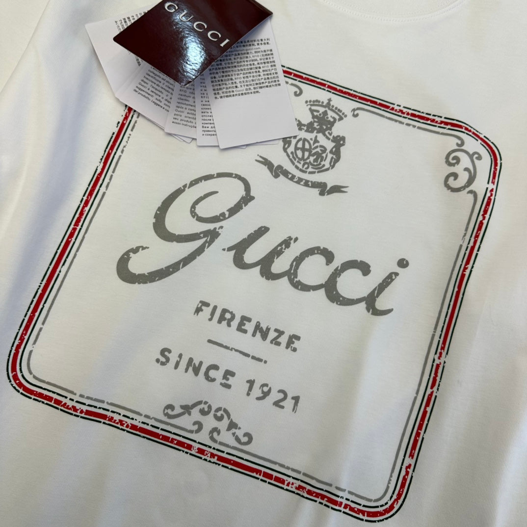 GG SS26 Firenze 1921 Logo T-shirt White Cotton 350730