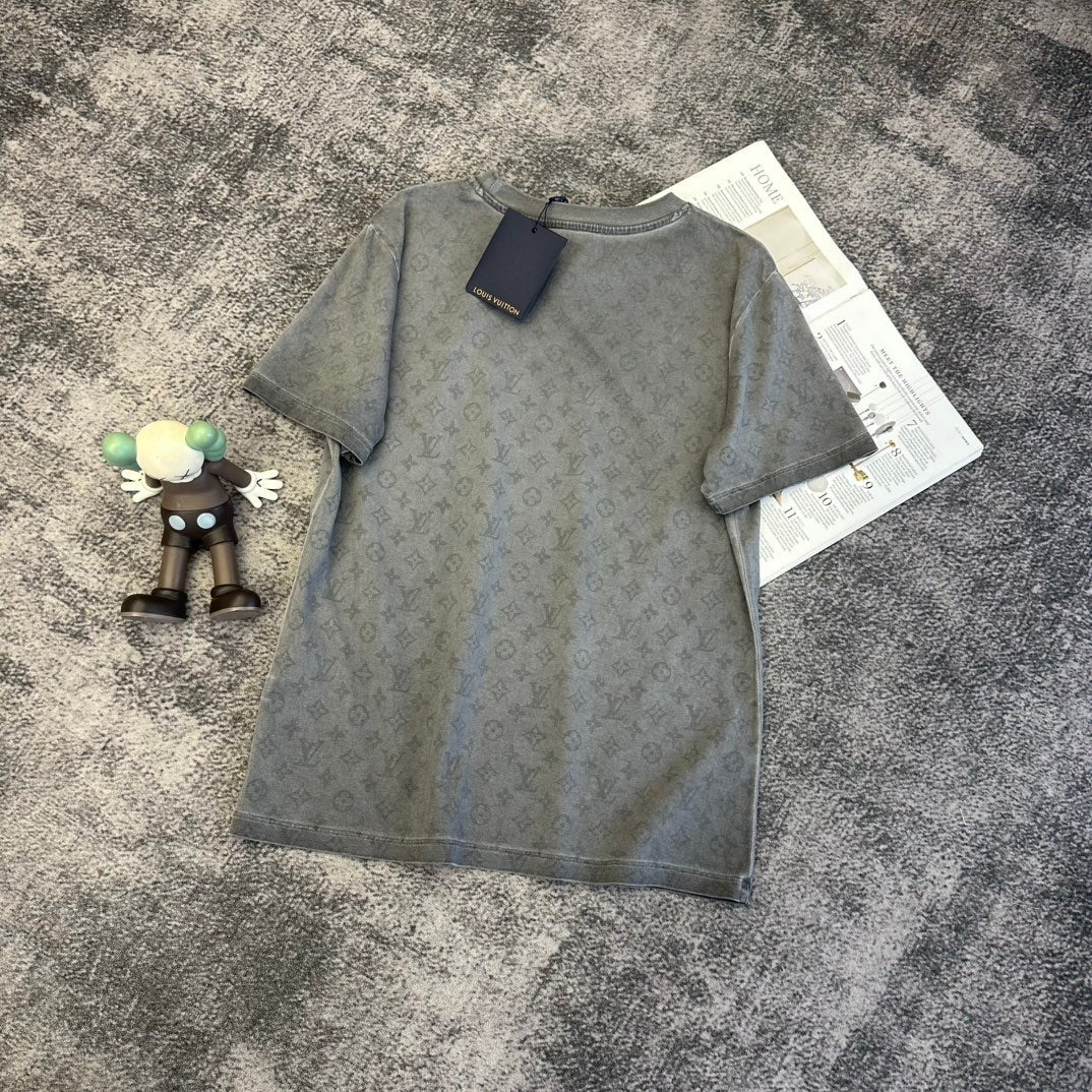 GG SS26 Washed Monogram T-Shirt Grey Cotton 350652