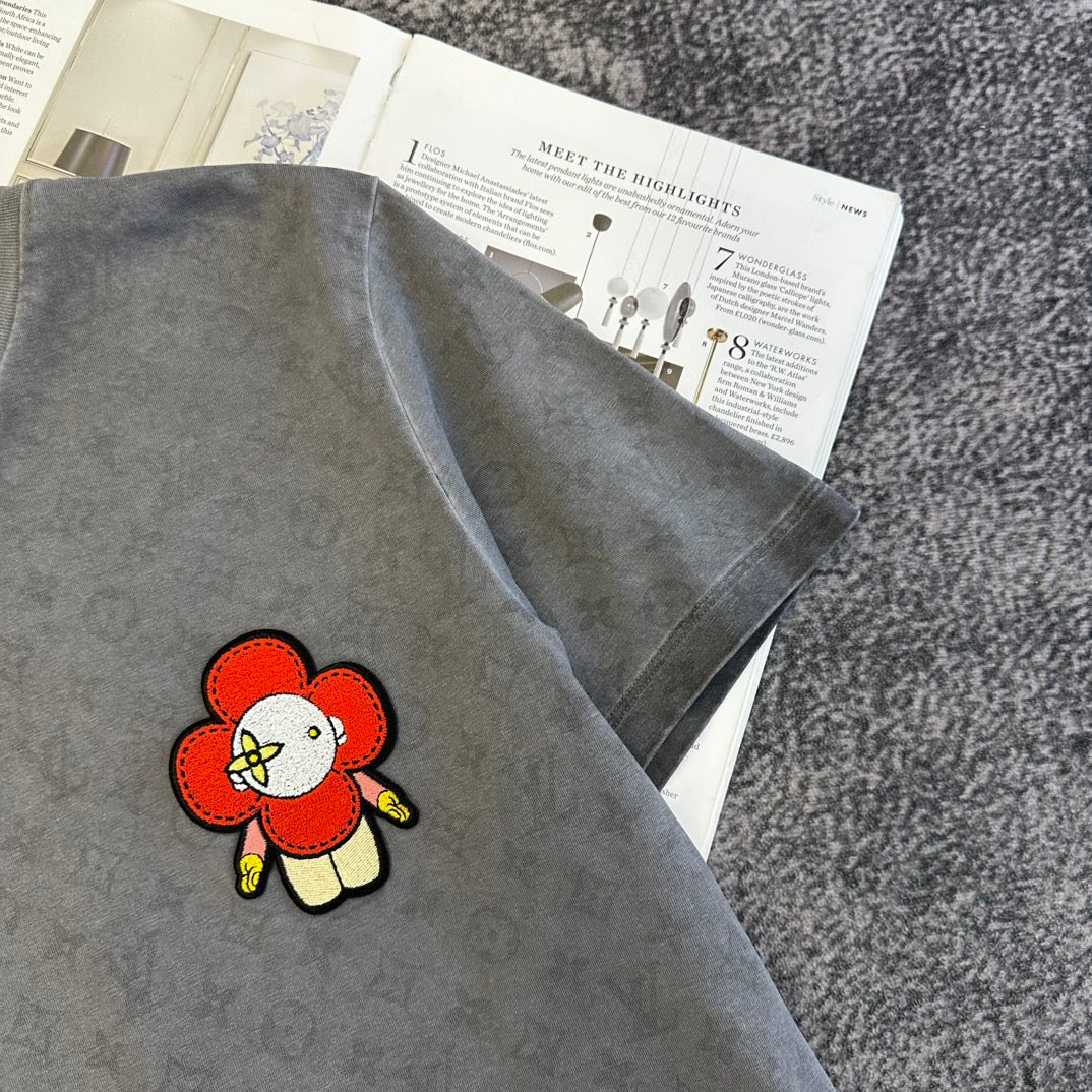 GG SS26 Washed Monogram T-Shirt Grey Cotton 350652