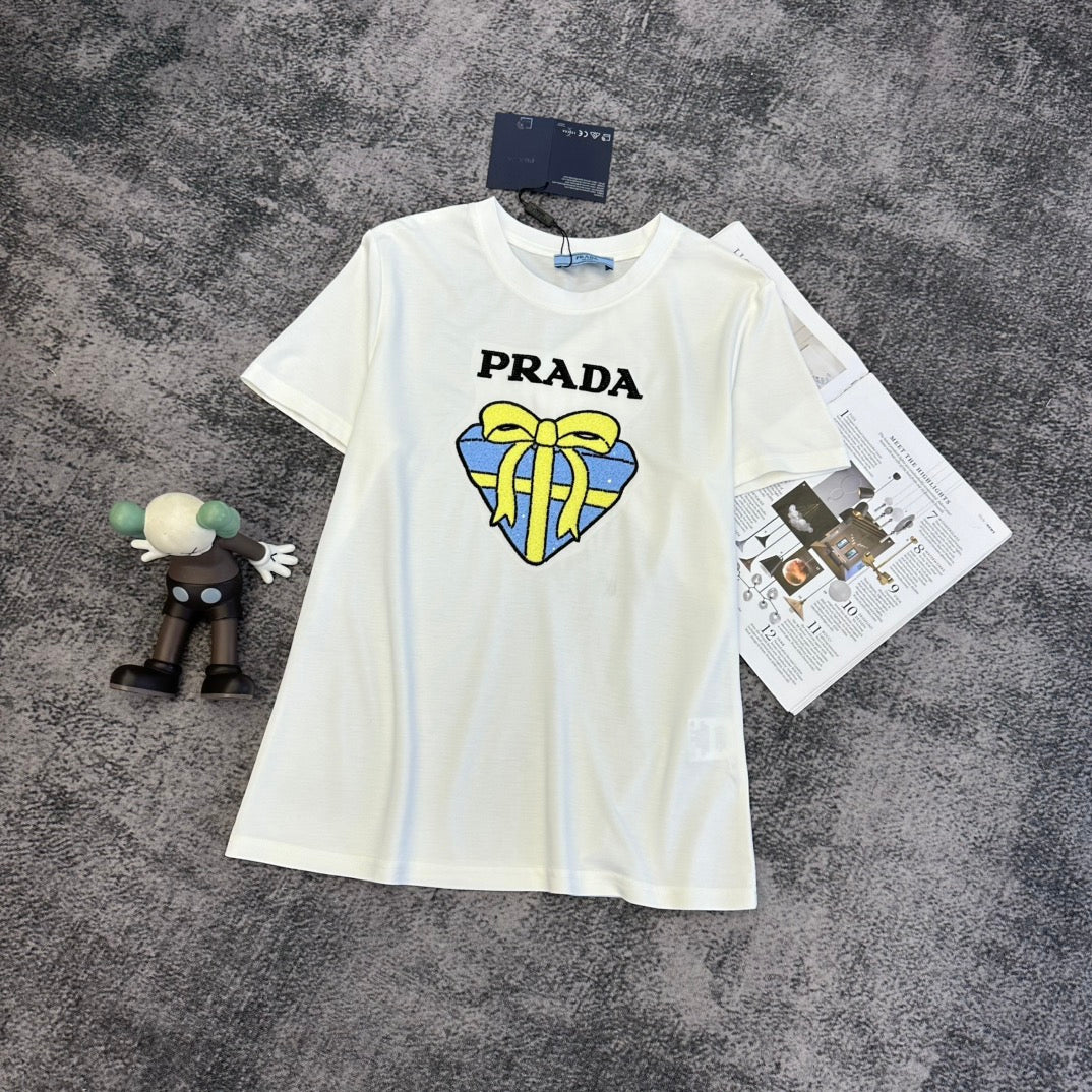 CD SS26 Heart Ribbon Logo T-shirt Cotton 350605