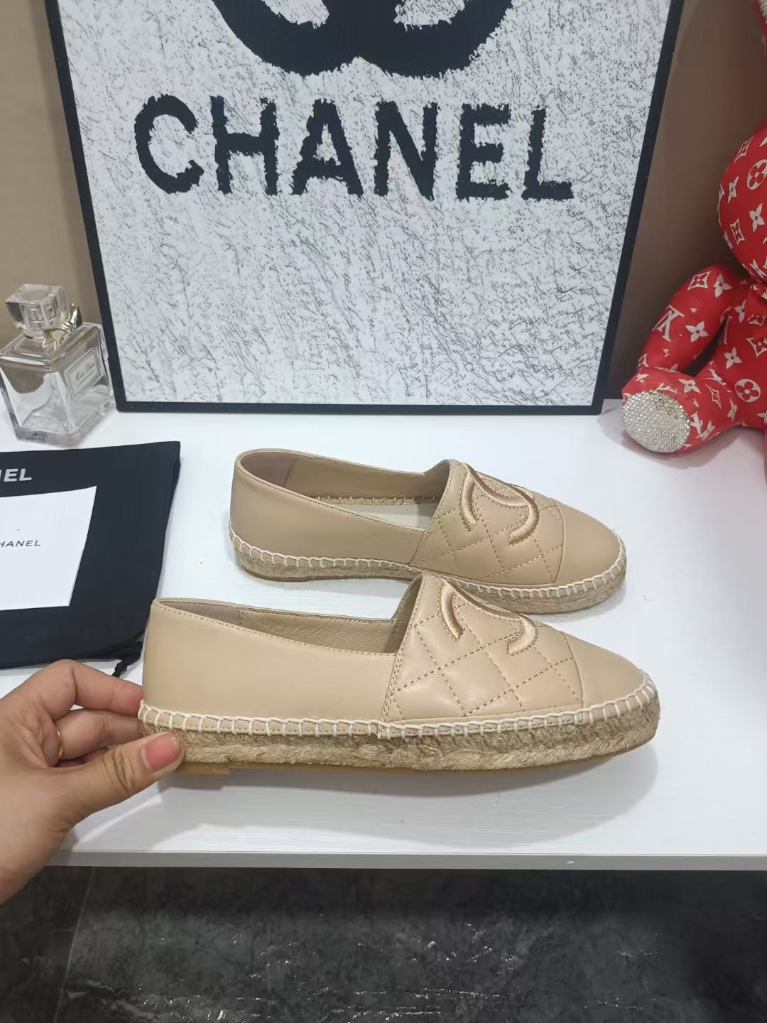 Chanel 26s Espadrille Loafers In Beige Calfskin With Rope Sole