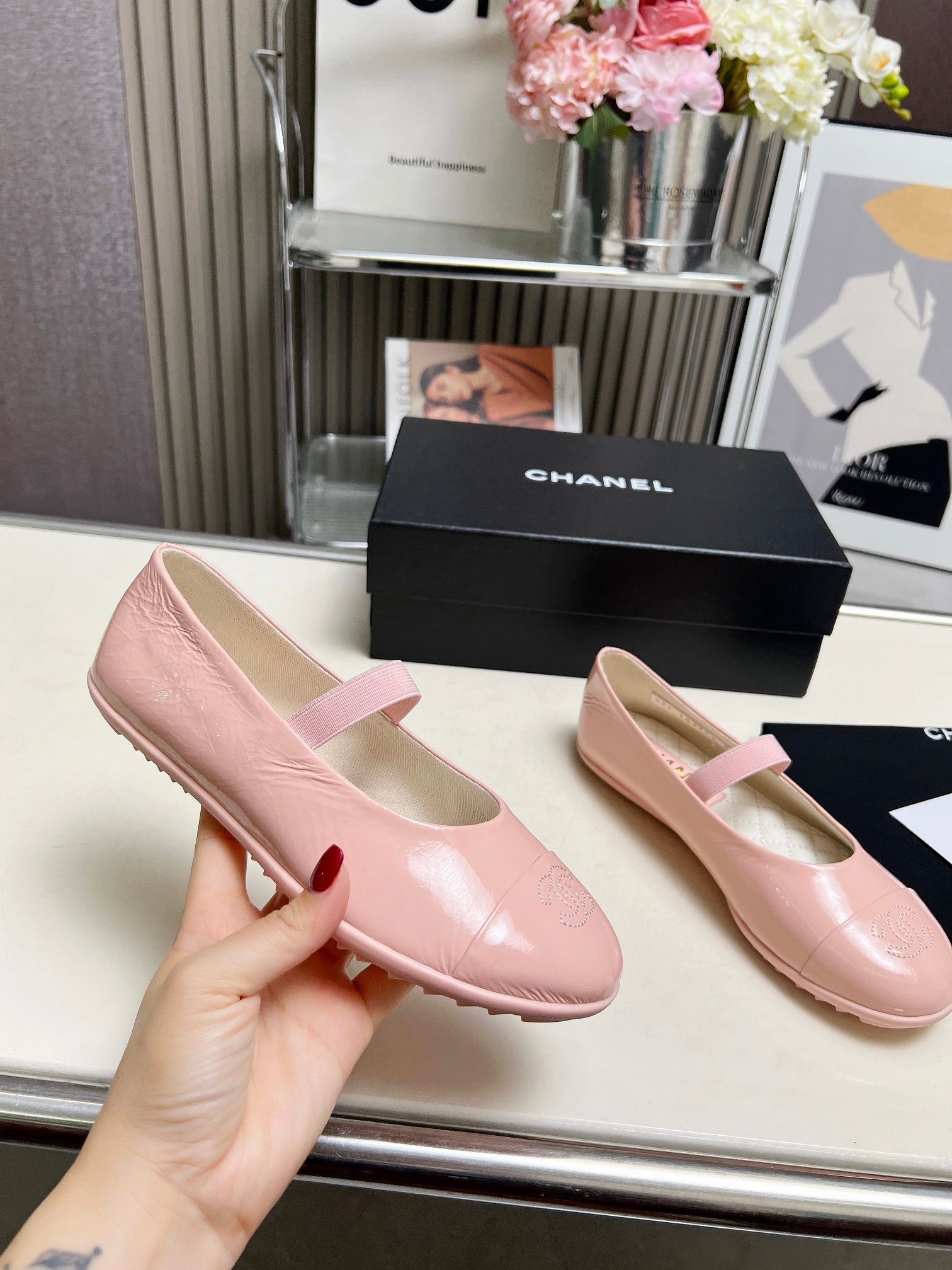 CC 26s Ballet Flat Light Pink Glossy Sheepskin 684822