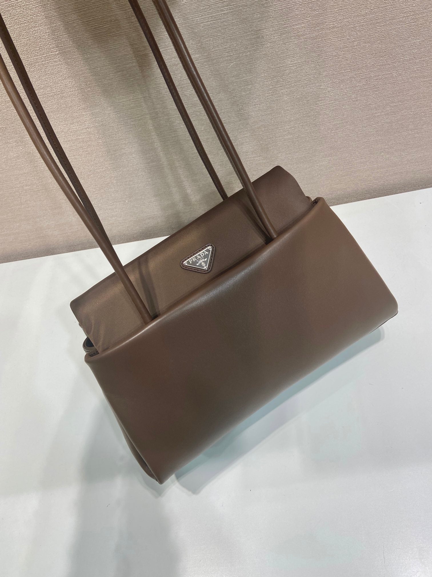 Prada Passage Medium Bag 28cm Brown Leather Re-Nylon