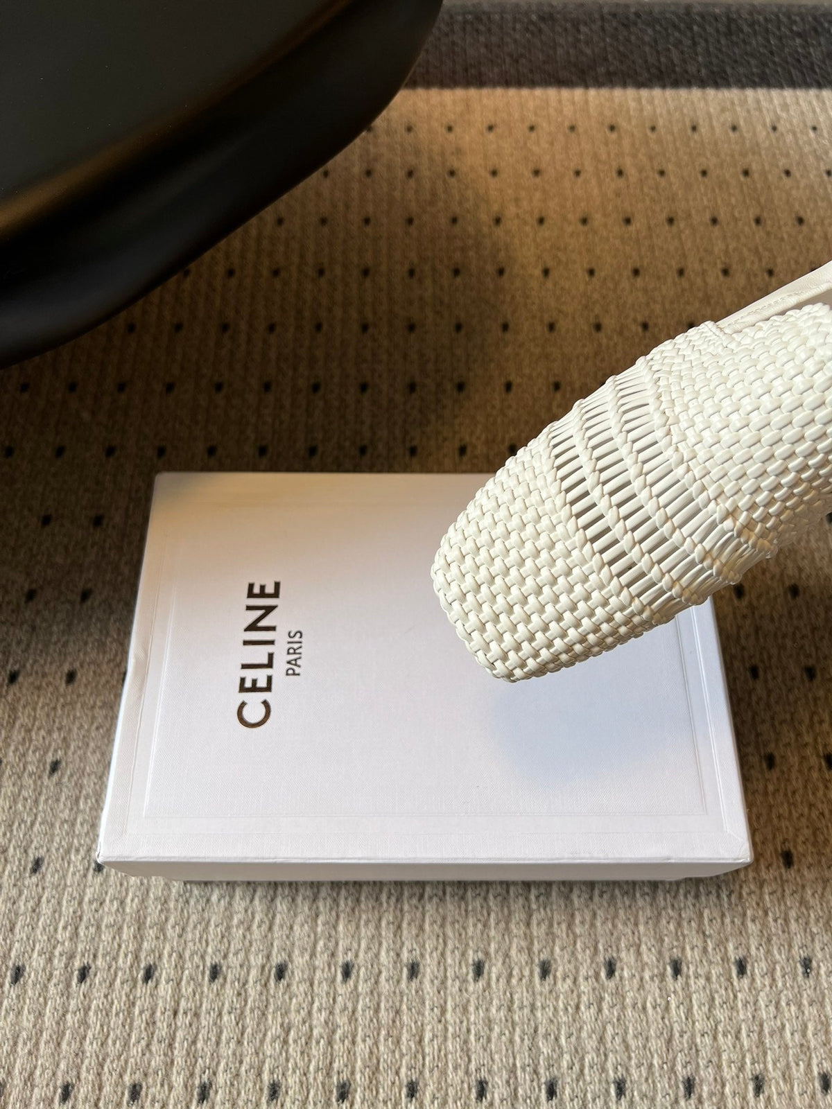 Celine 26s Loafers In White Woven Lambskin