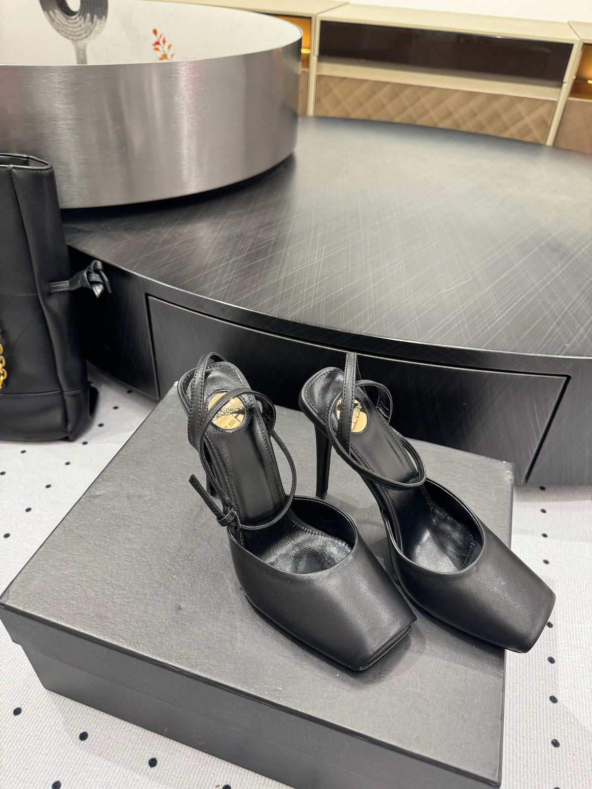 YSL 26S Square-Toe High Heels 105 Mm Black Calfskin