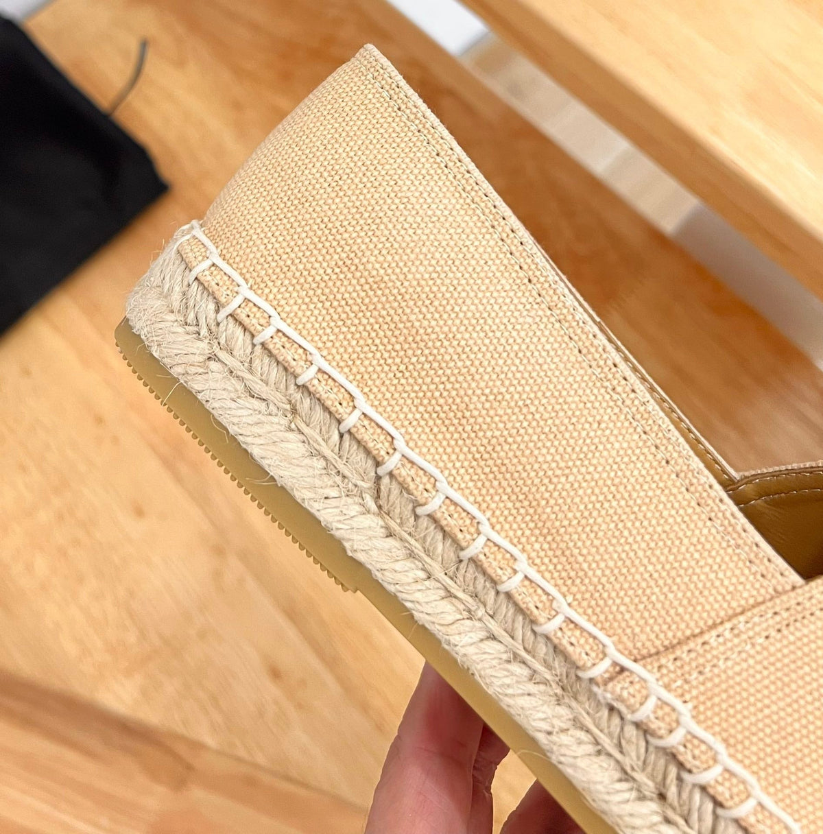 Prada 26s Embroidered Logo Espadrille Flats Beige Canvas