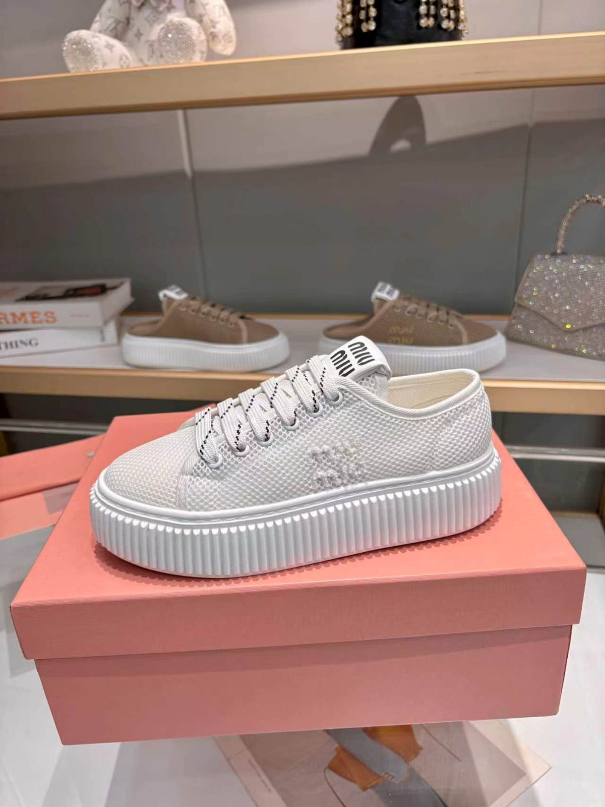 Miumiu 26s Sneaker 45mm White Mesh Fabric