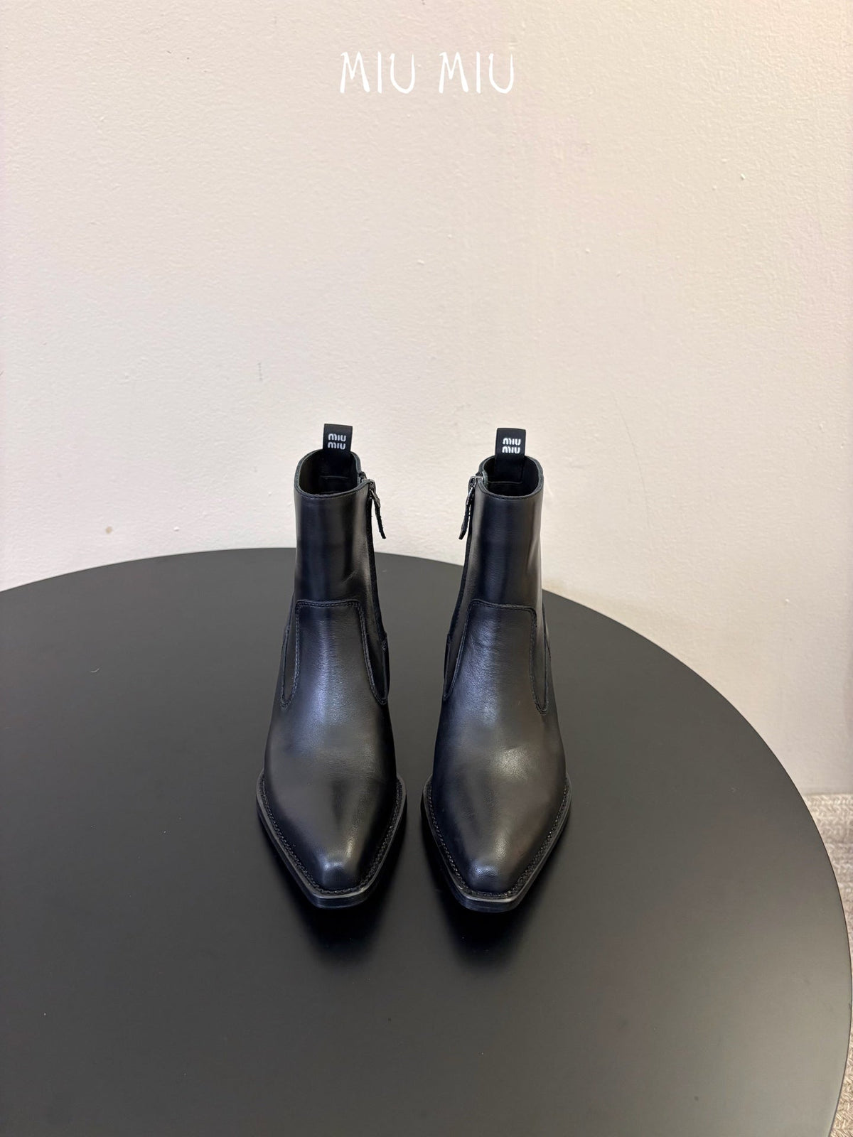 Miumiu 26s Western Ankle Boots Black Calfskin