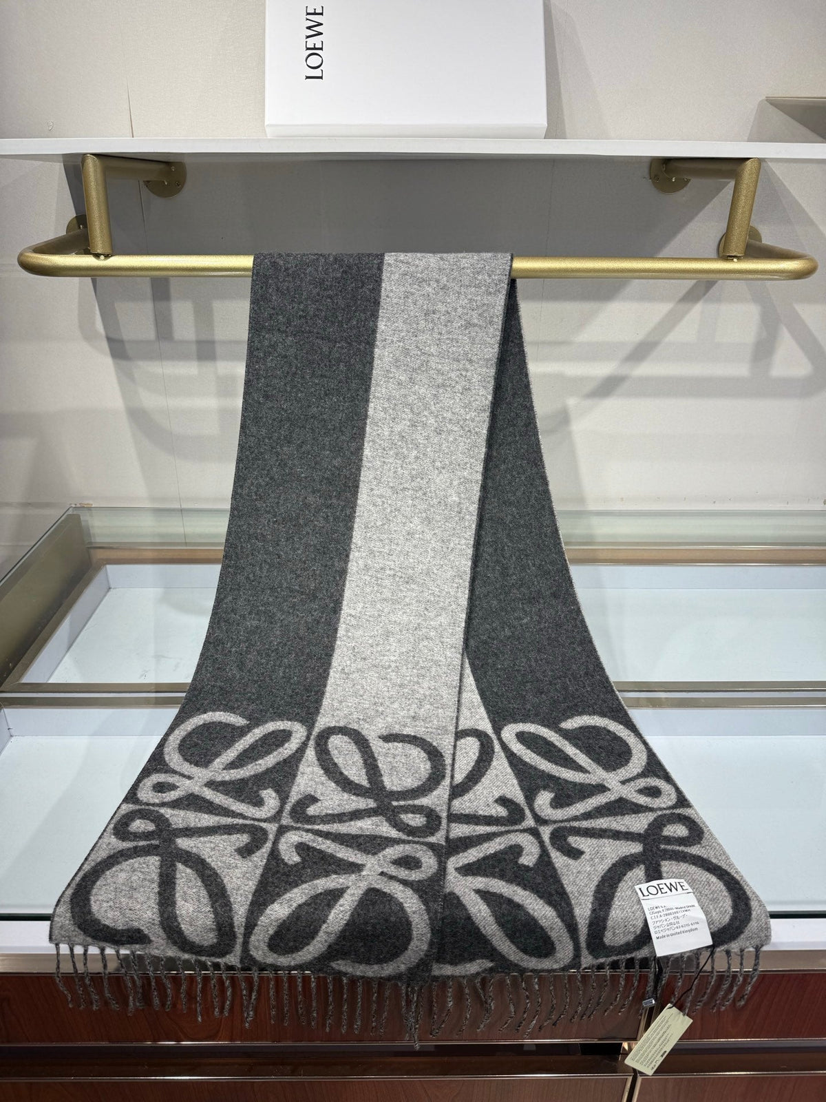 Loewe 2026 Anagram Jacquard Scarf 180cm Wool And Cashmere 217384