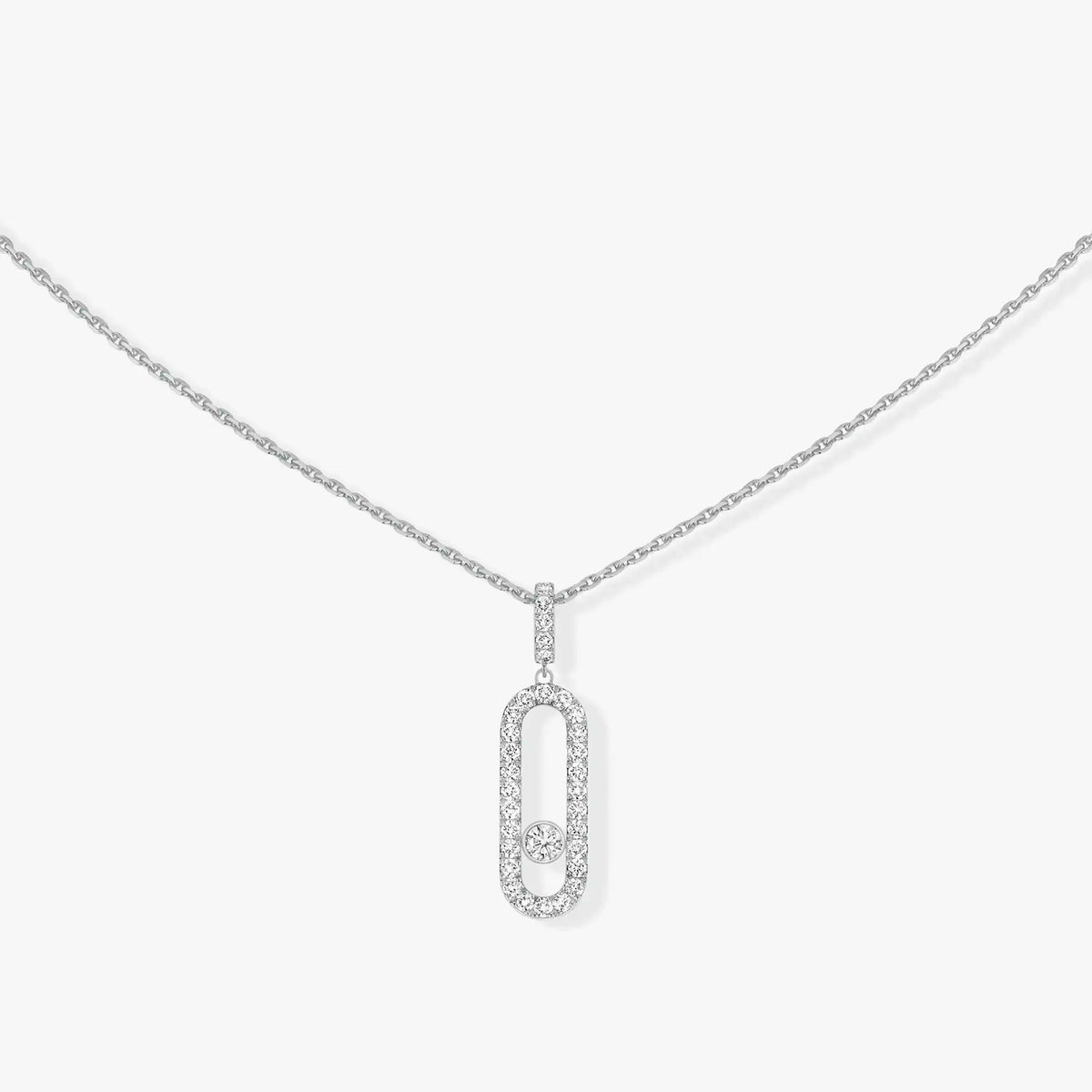 Messika Move Uno LM Silver Diamond Paved Necklace