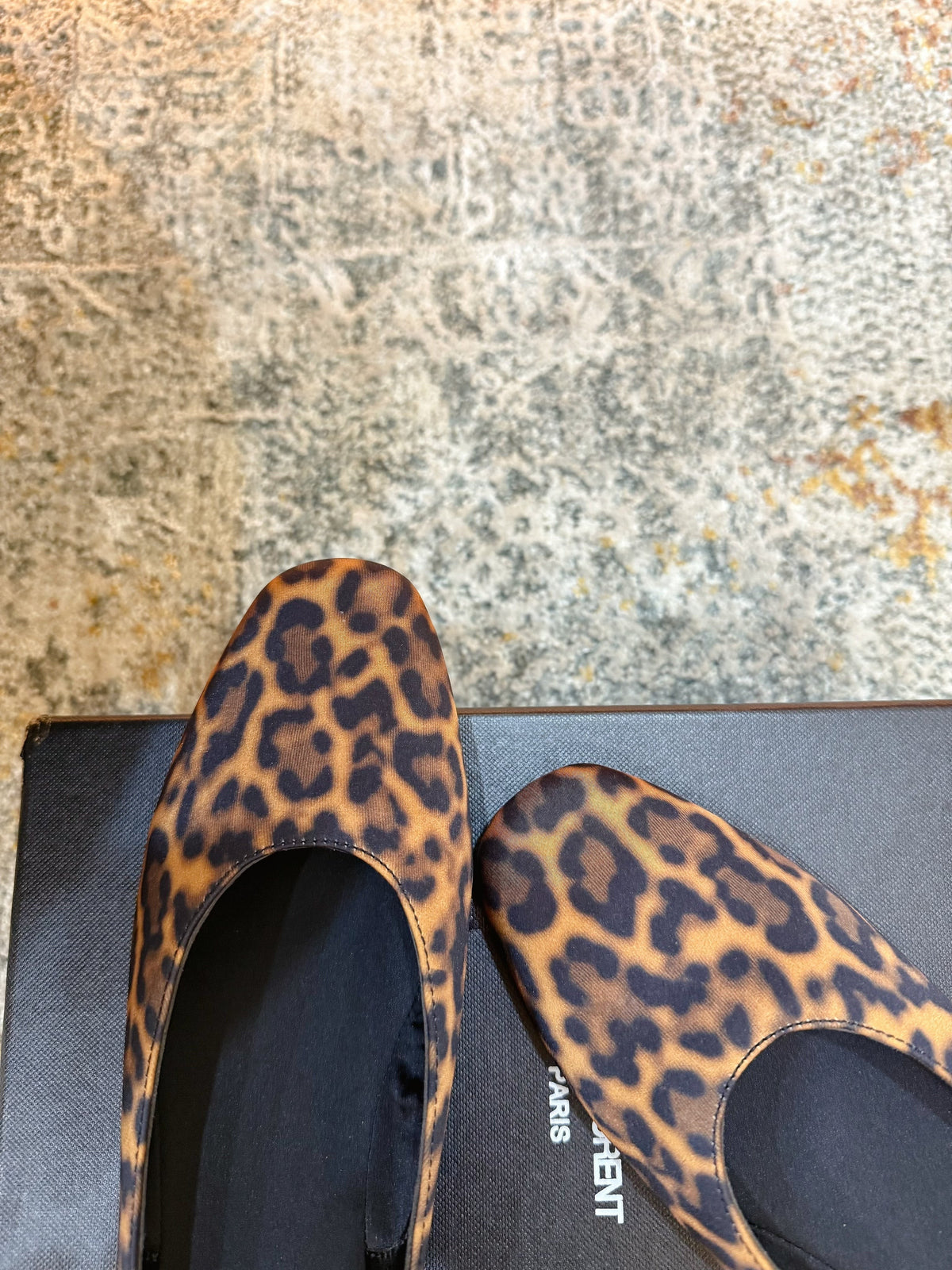 YSL 26s Flat Mules Leopard Print Canvas
