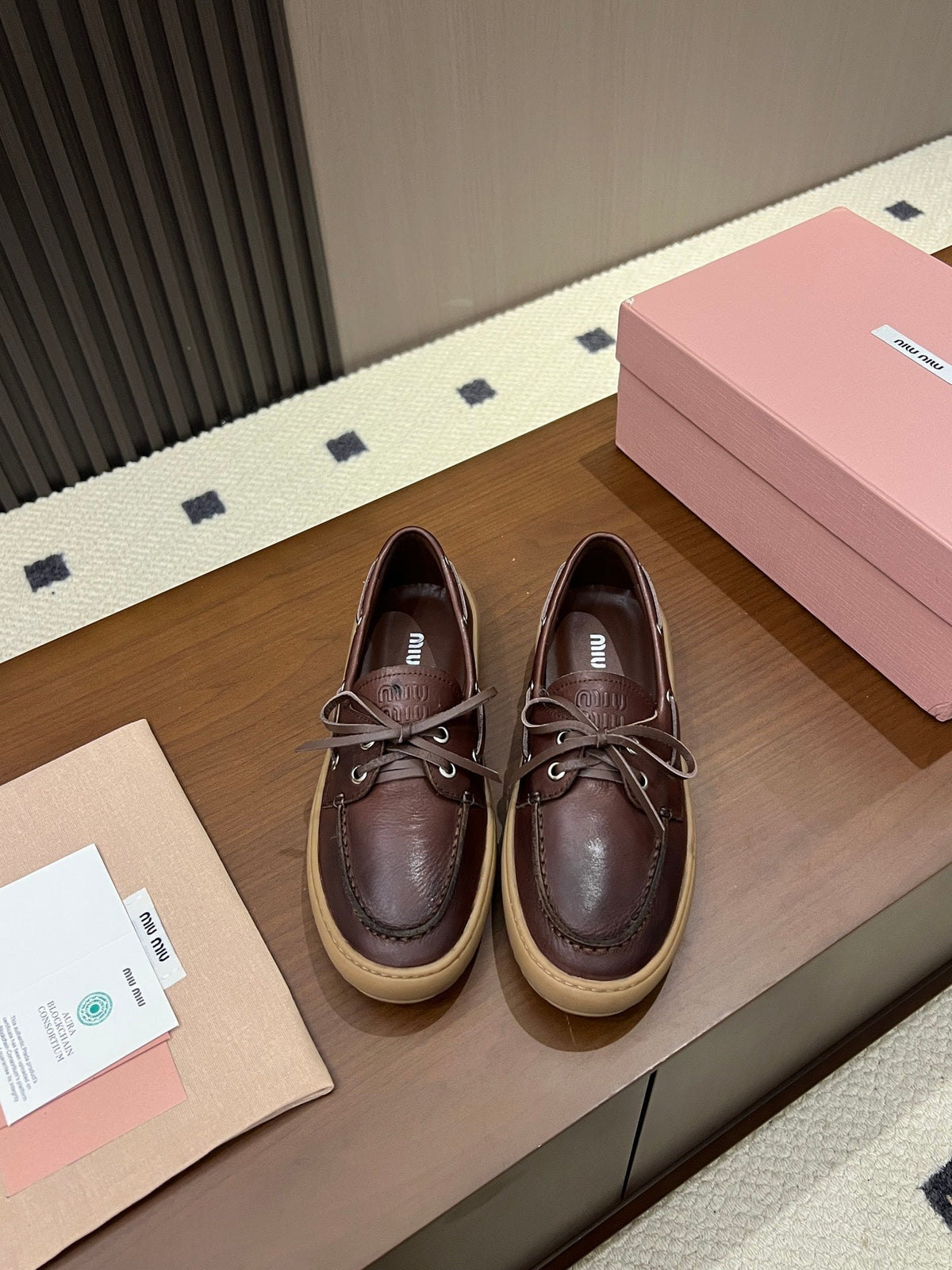 Miu Miu 2026 Lace-up Boat Loafers Leather 155974