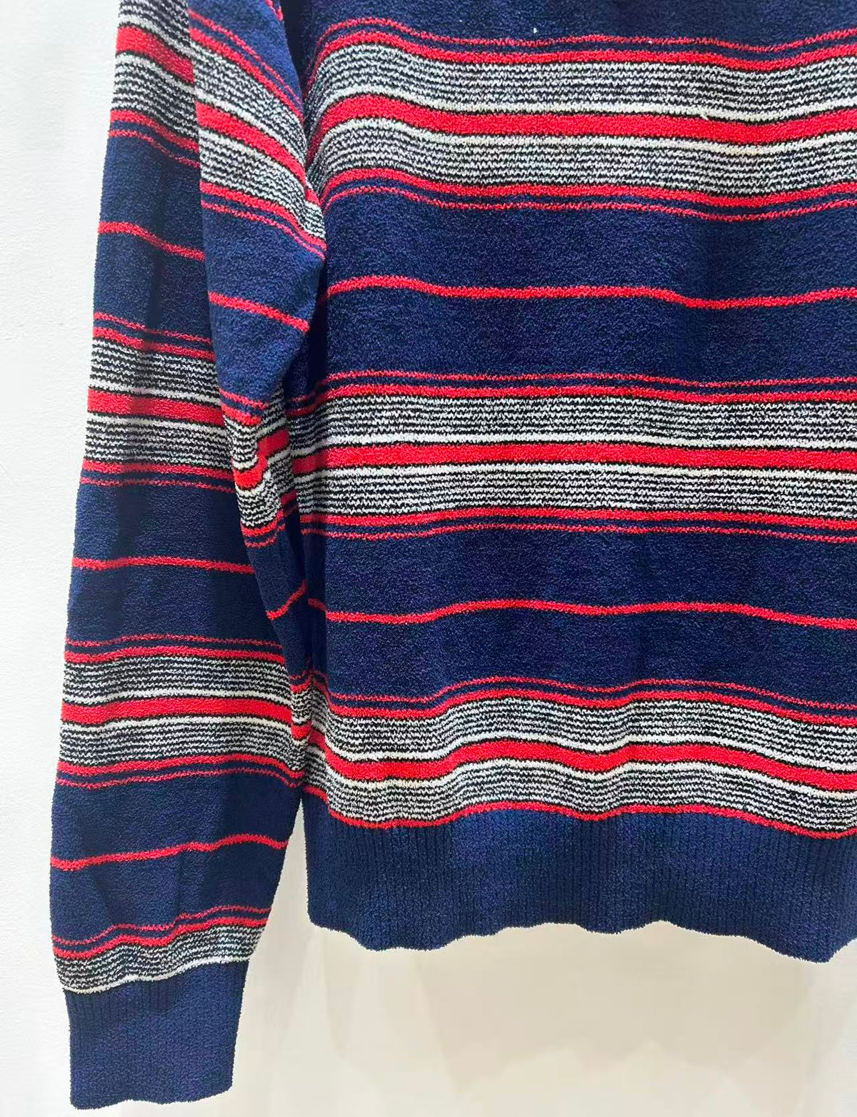 Miu Miu Striped Chenille Half-Zipper Sweater Multicolor Wool
