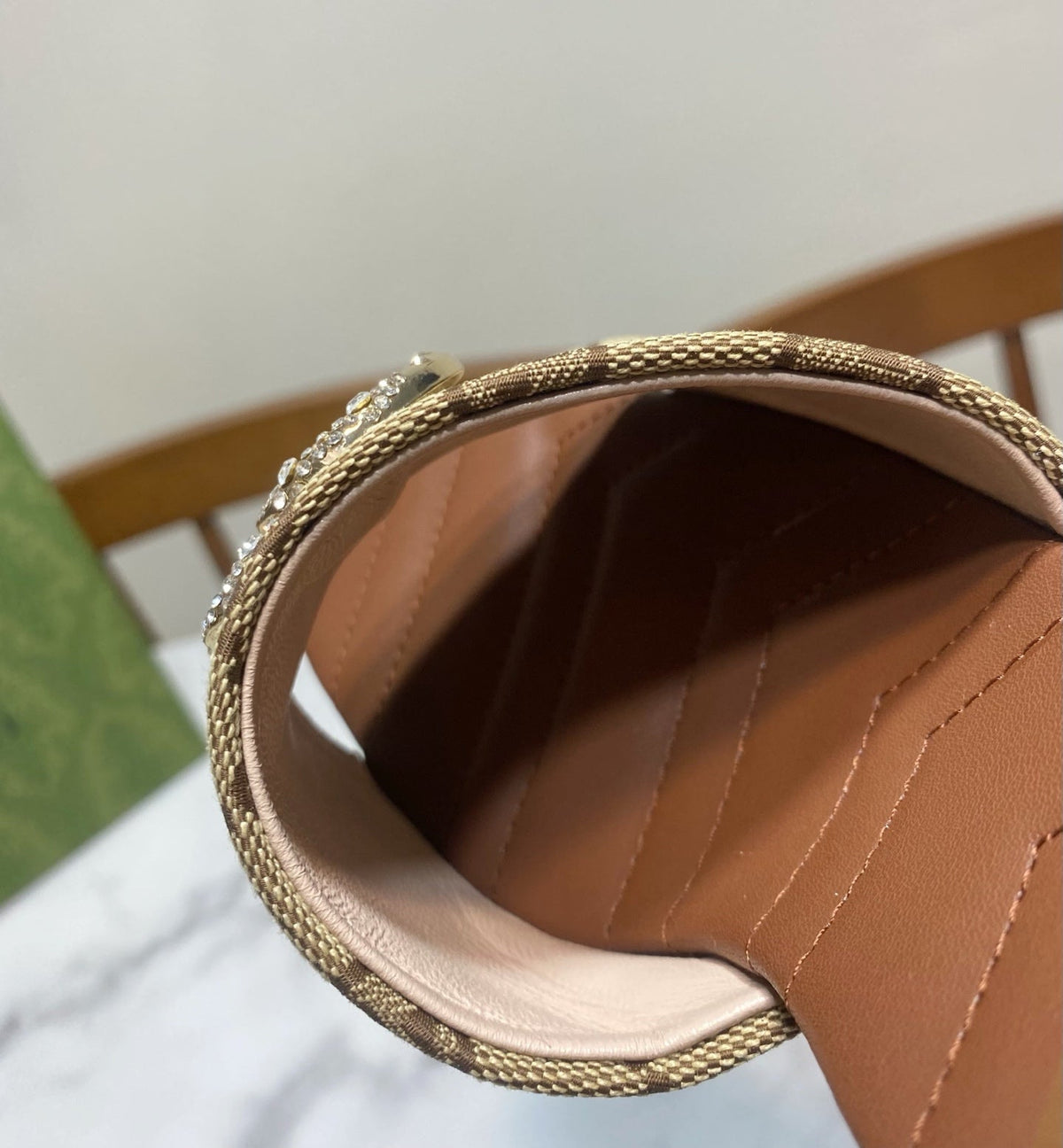 Gucci 26s Heeled Slides 7.5cm Sand Brown Canvas And Lambskin