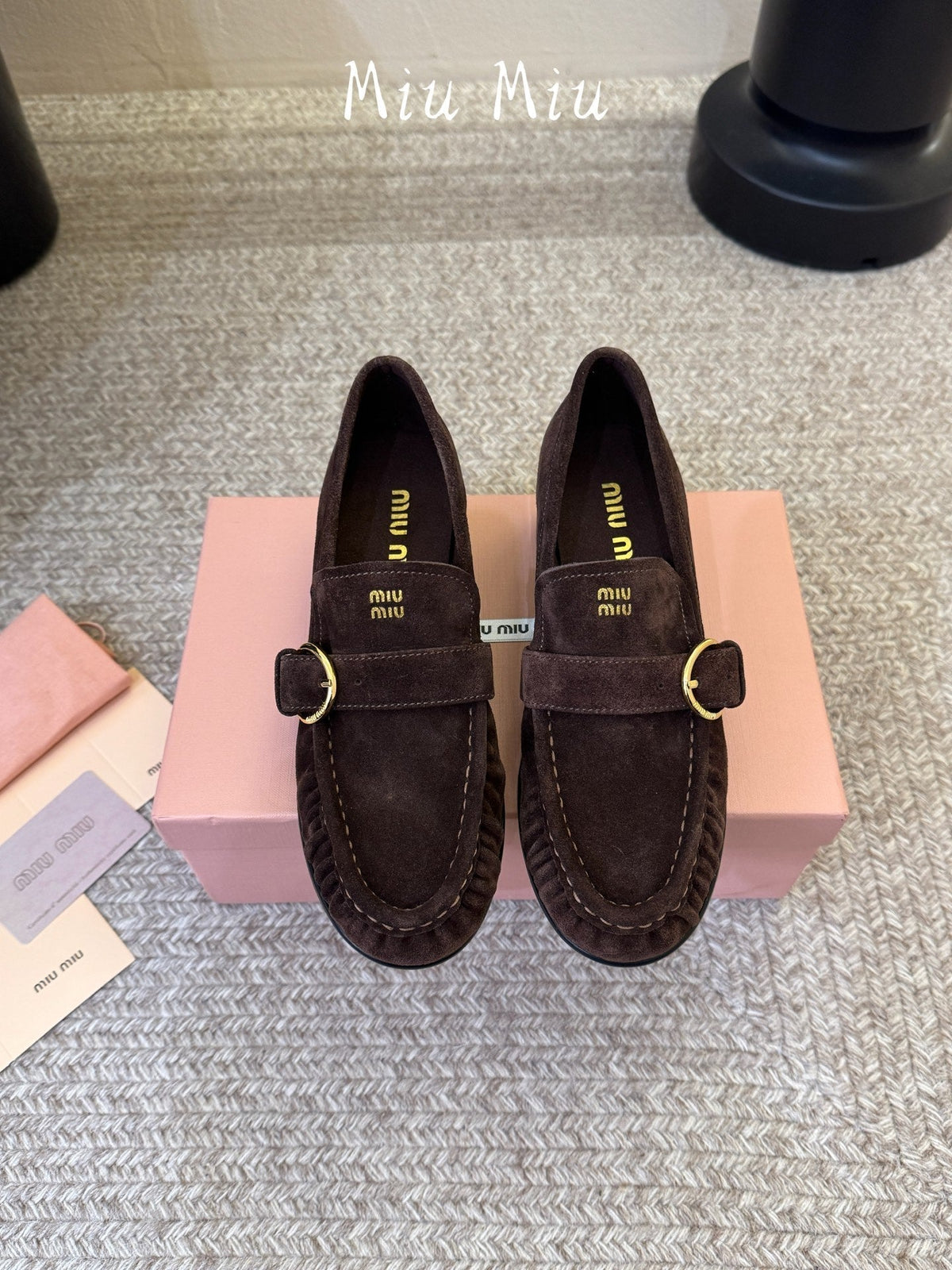 Miumiu 26s Heel Loafers 5cm Dark Brown Suede