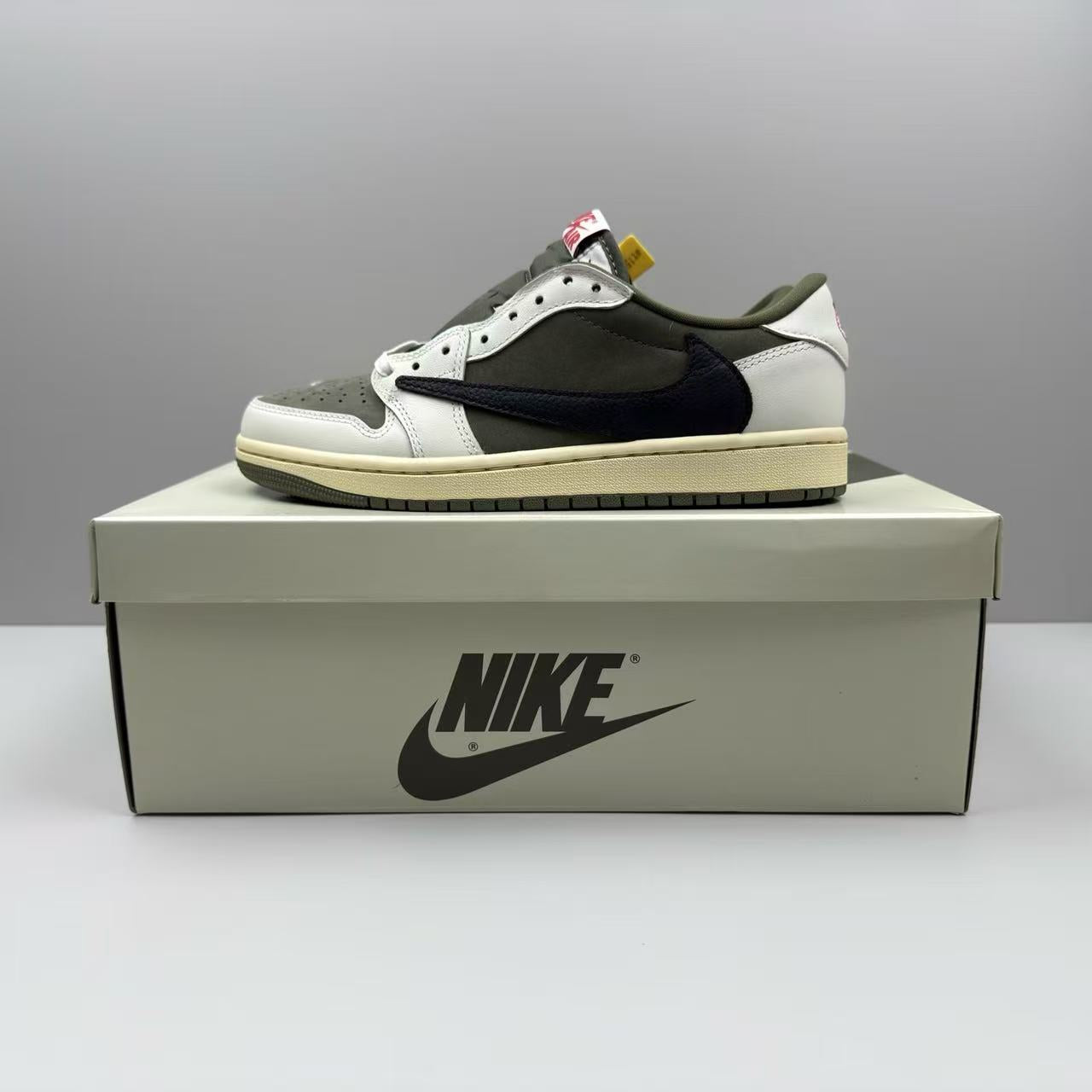 Nike Air Jordan 1 x TS Reverse Olive White Black Leather Suede