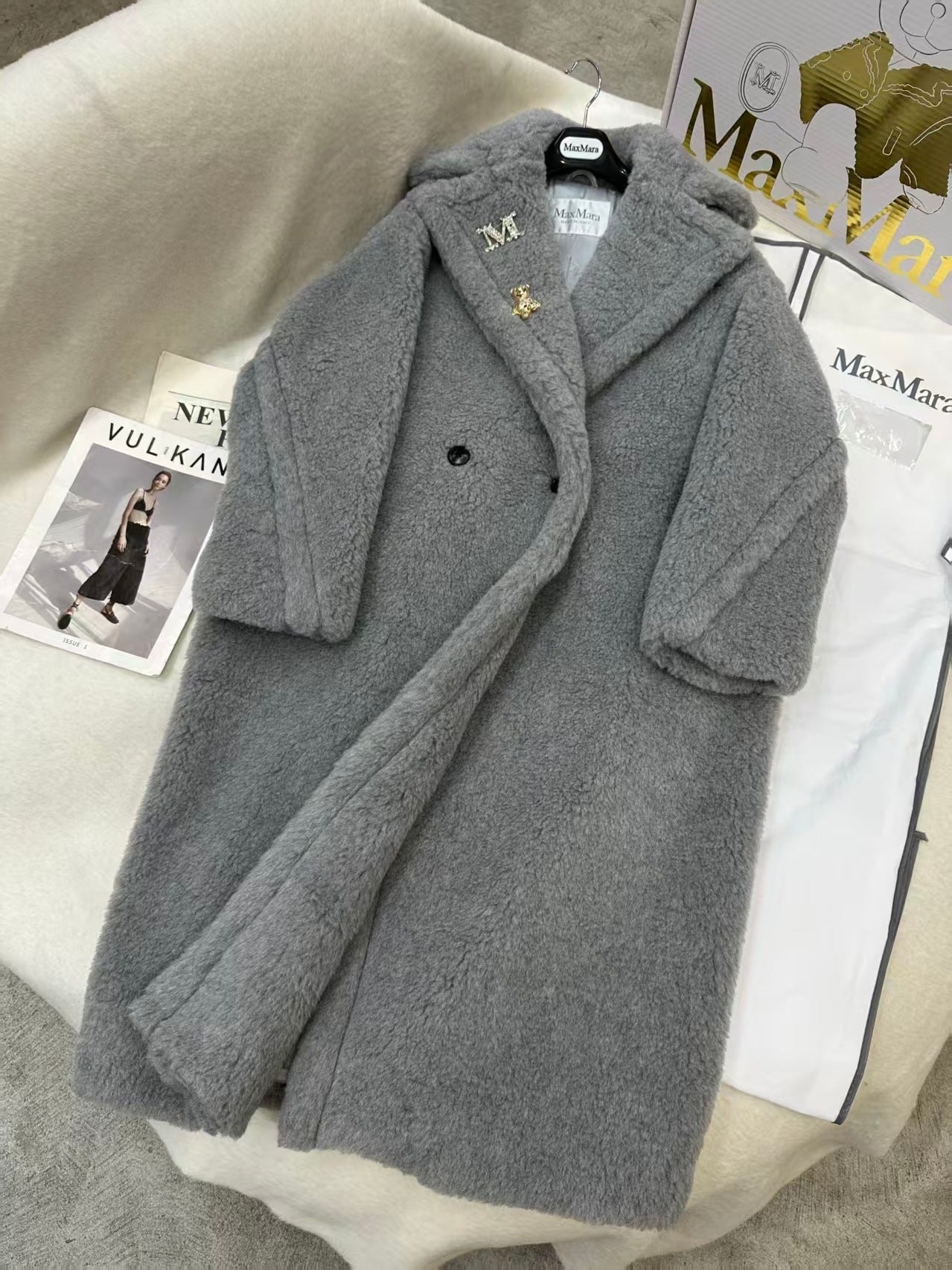 Max Mara Teddy Bear Icon Coat Grey