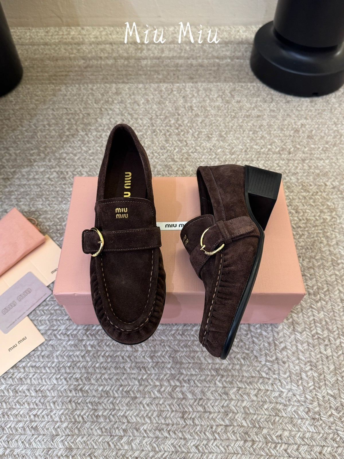 Miumiu 26s Heel Loafers 5cm Dark Brown Suede