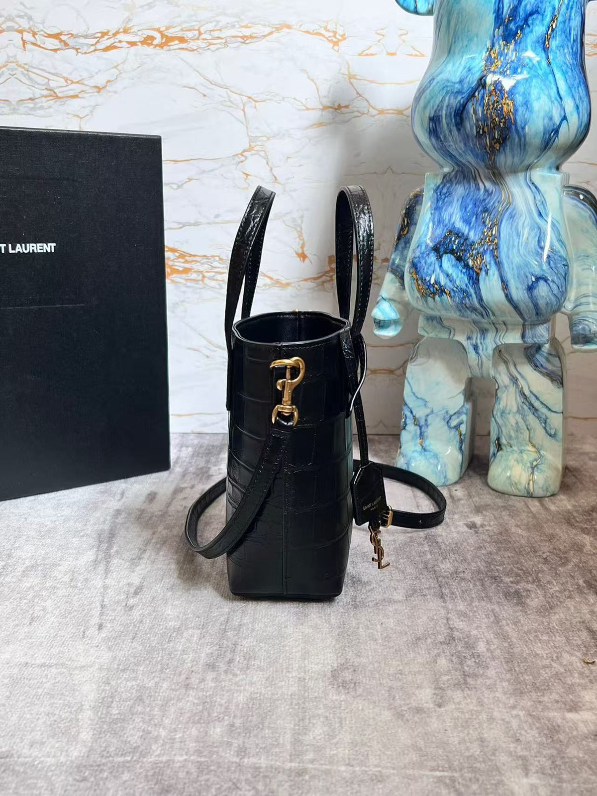 Saint Laurent 2026 Toy Shopping Bag 18cm Black Leather