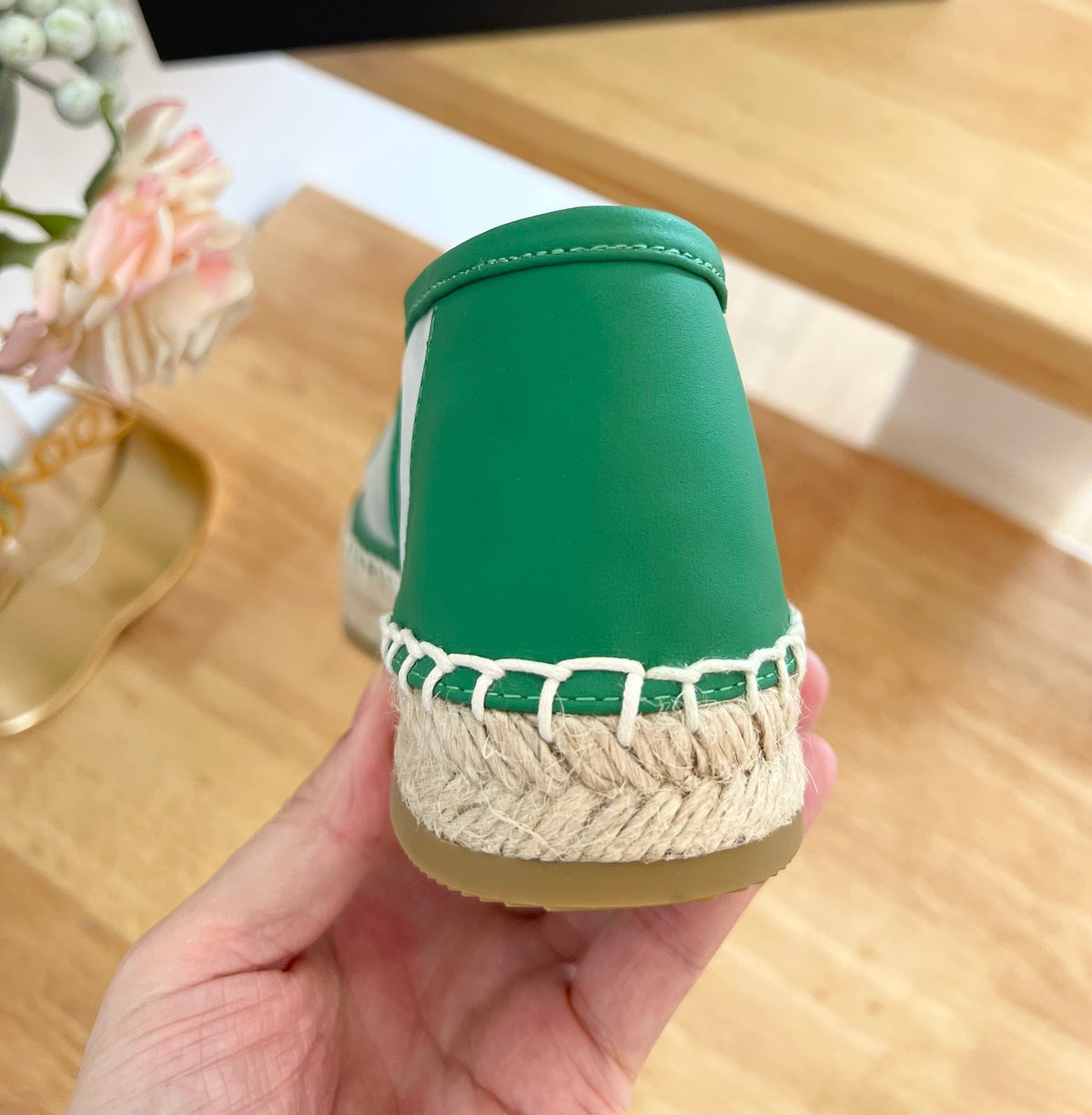 Prada 26s Embroidered Logo Espadrille Flats Green Mesh Calfskin