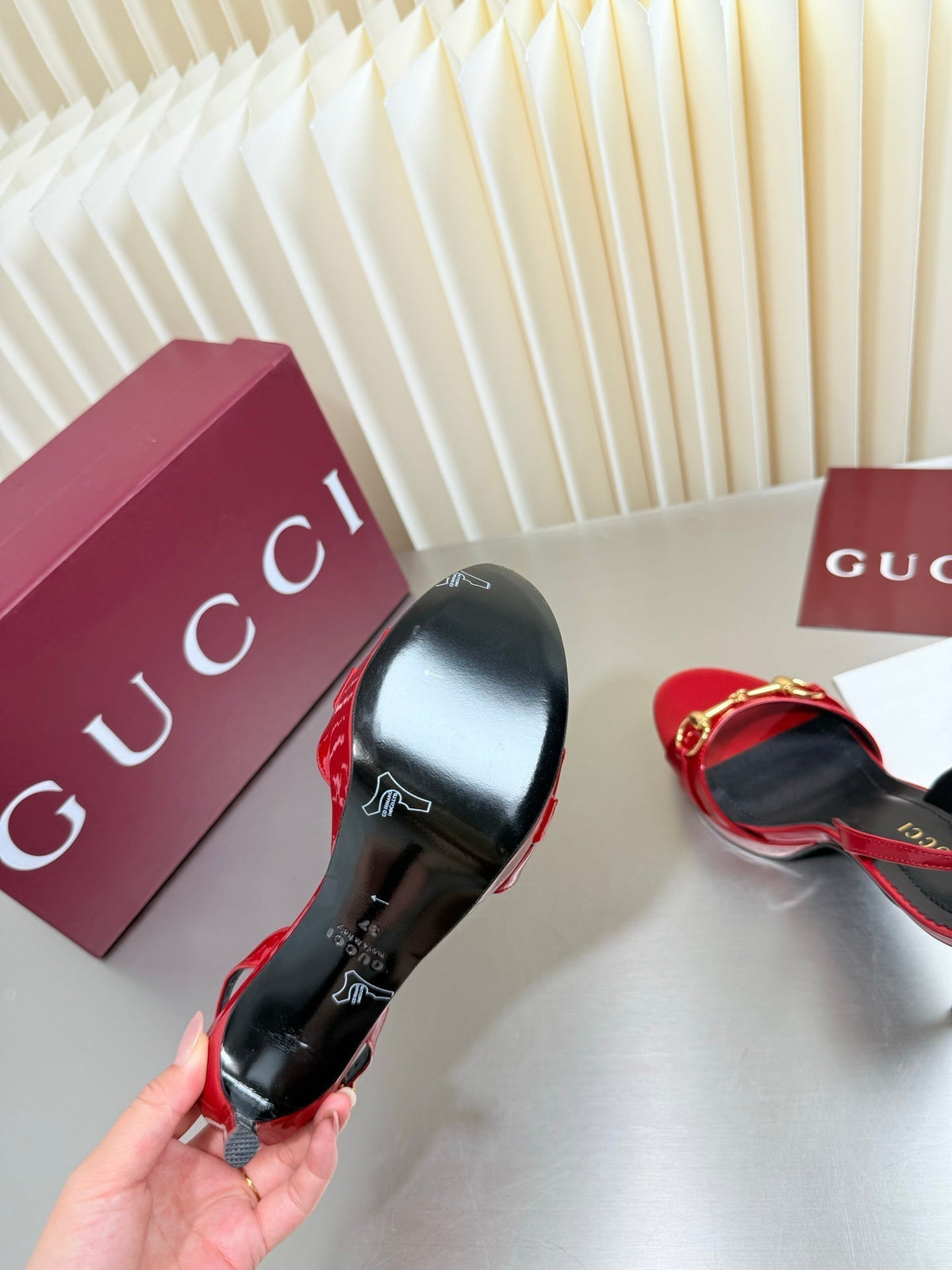 Gucci 26s Slingback Pump 10.5cm Red Glossy Calfskin