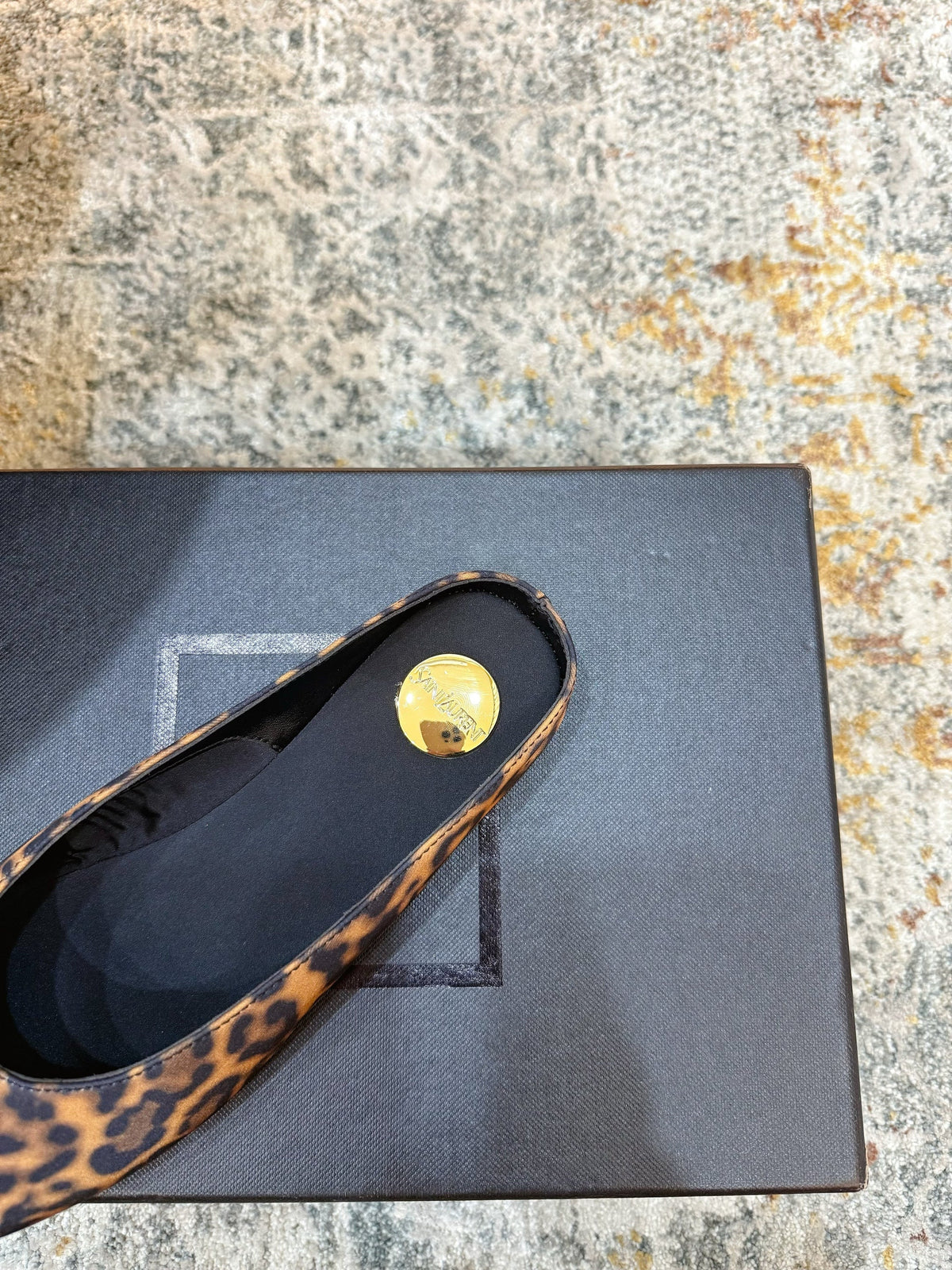 YSL 26s Flat Mules Leopard Print Canvas