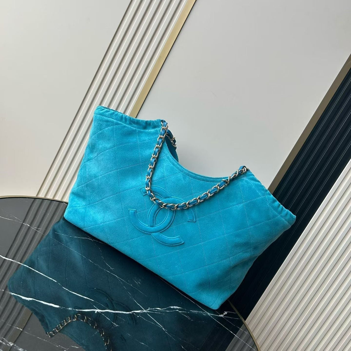 CC 26B Shopping Bag 55CM Blue Suede Calfskin 6474