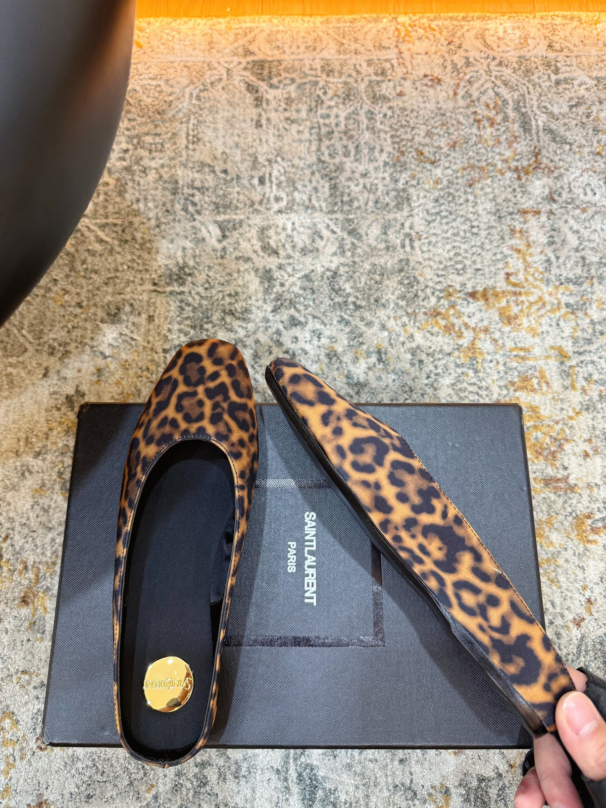 YSL 26s Flat Mules Leopard Print Canvas