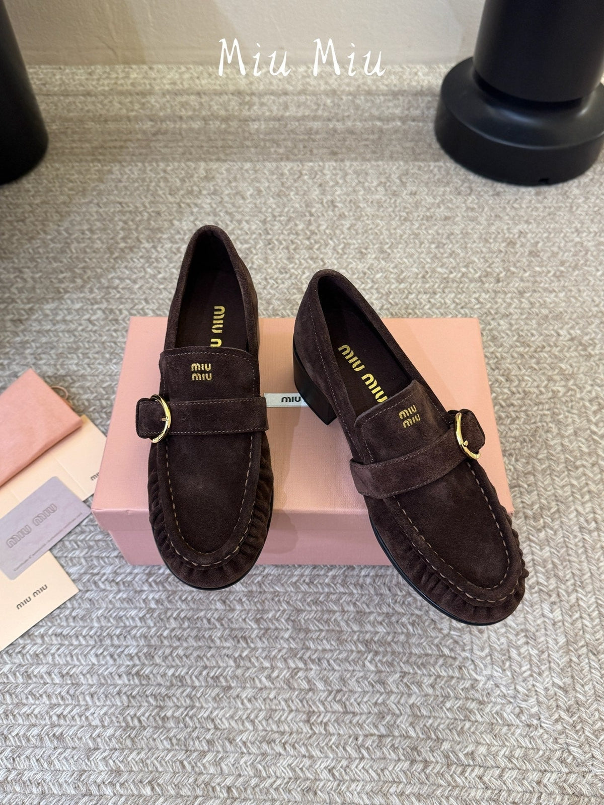 Miumiu 26s Heel Loafers 5cm Dark Brown Suede