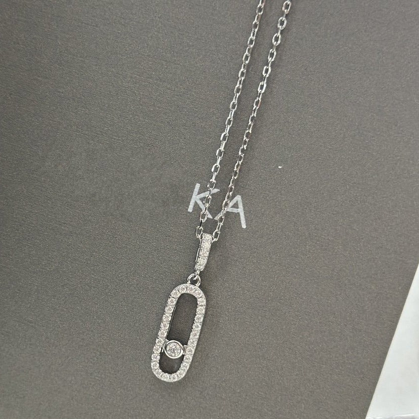 Messika Move Uno LM Silver Diamond Paved Necklace