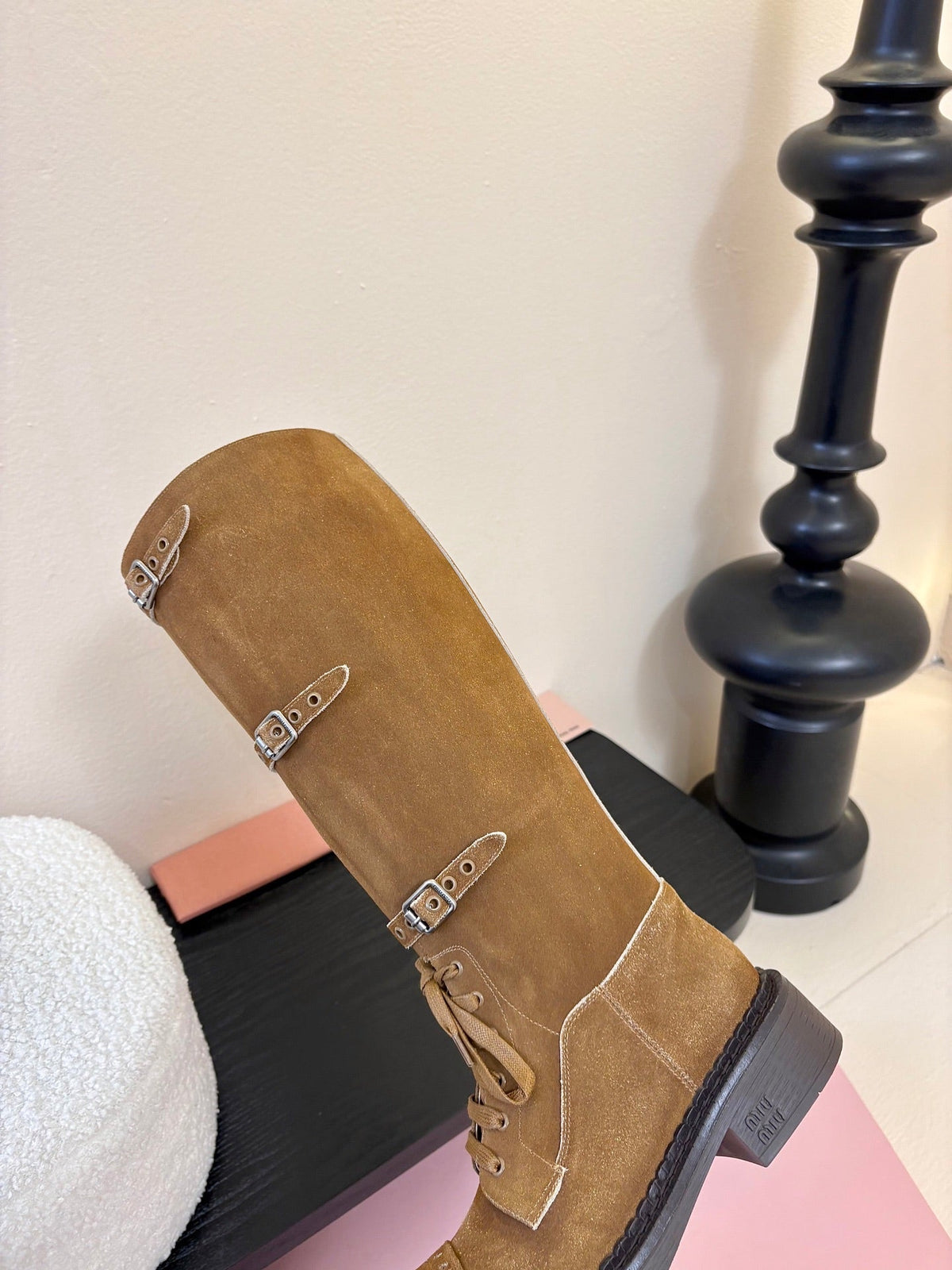 Miumiu 25s Army Boots Brown Suede