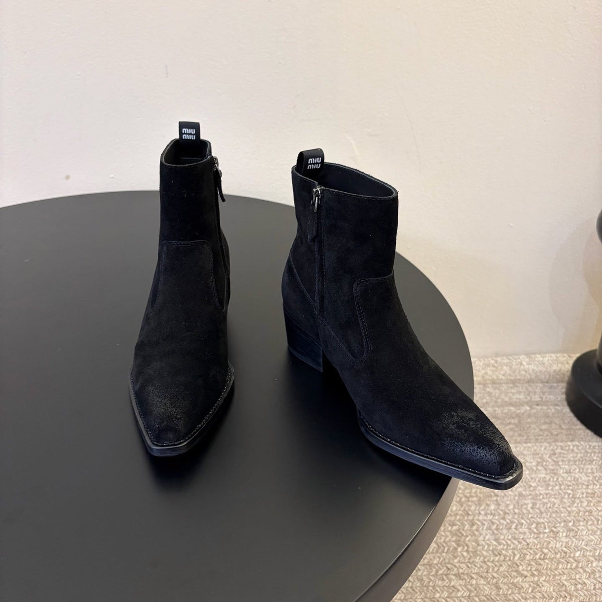 Miumiu 26s Western Ankle Boots Black Suede