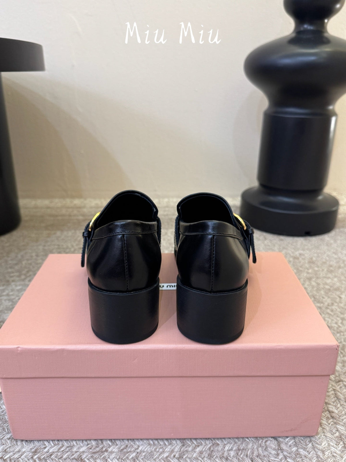 Miumiu 26s Heel Loafers 5cm Black Calfskin