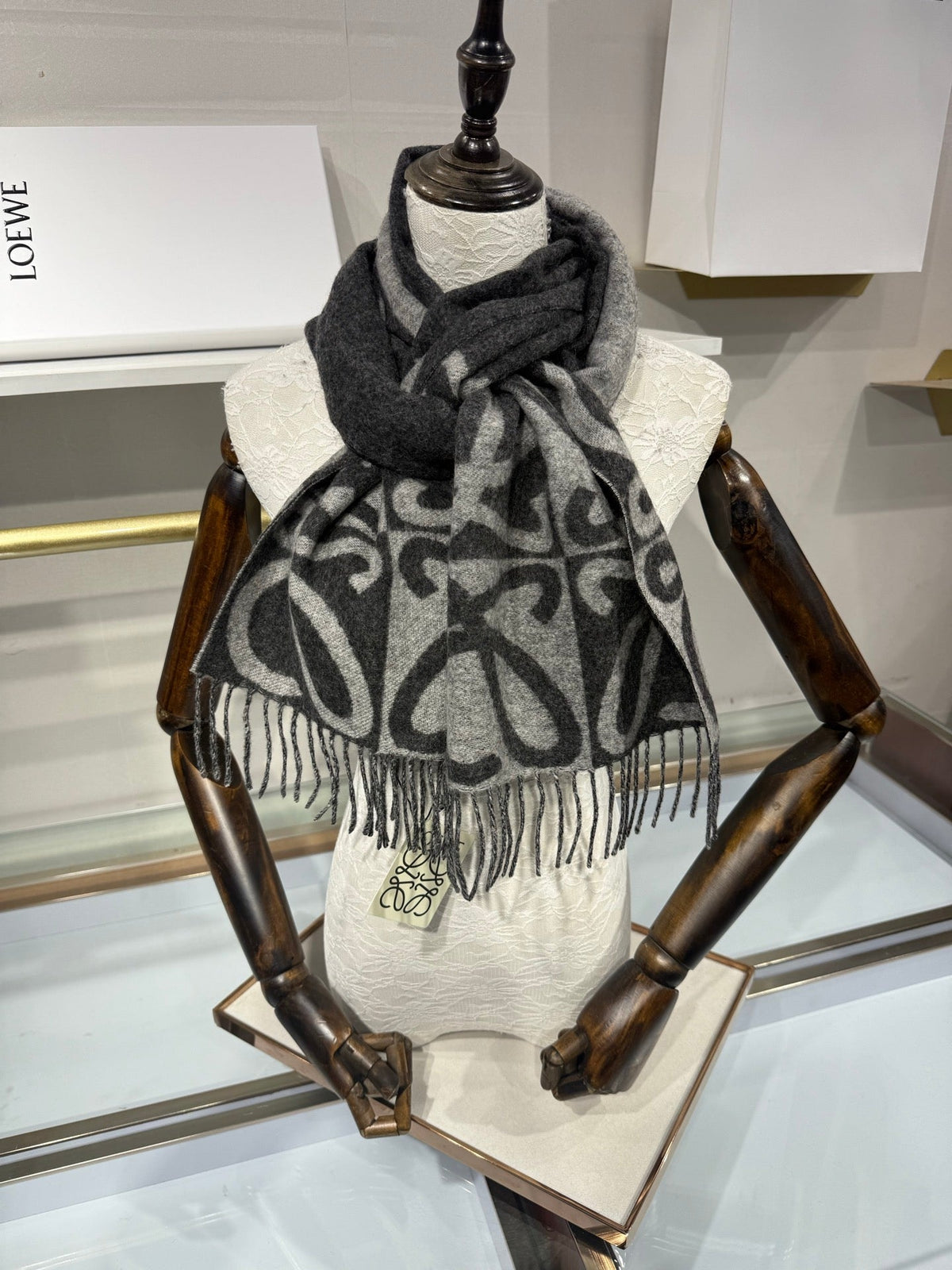 Loewe 2026 Anagram Jacquard Scarf 180cm Wool And Cashmere 217384