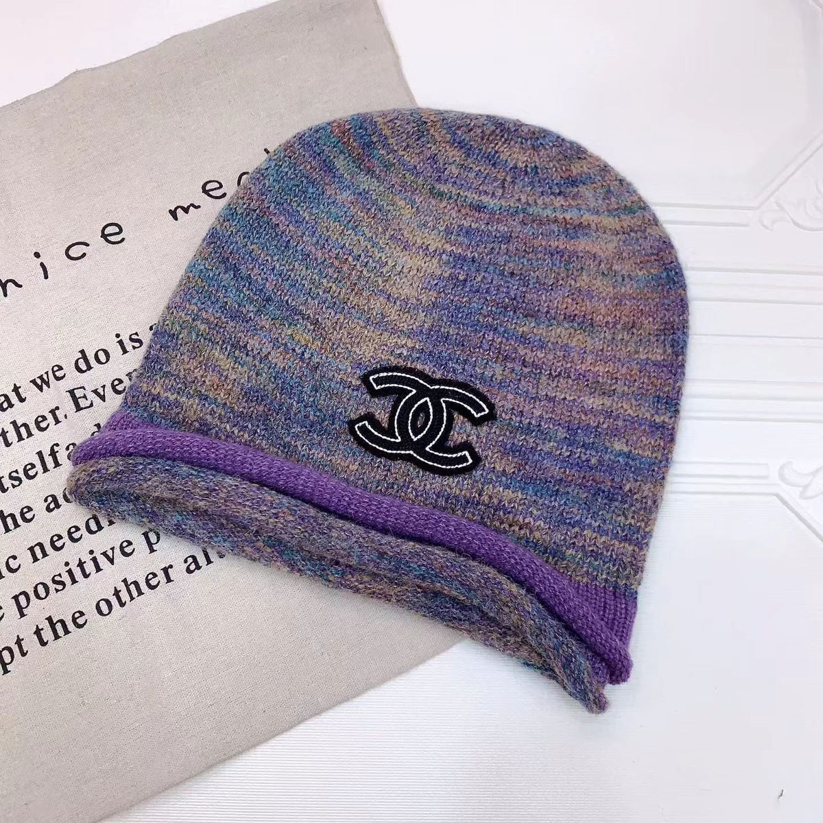 CC 26FW Marled Knit Beanie Double C Logo 518015