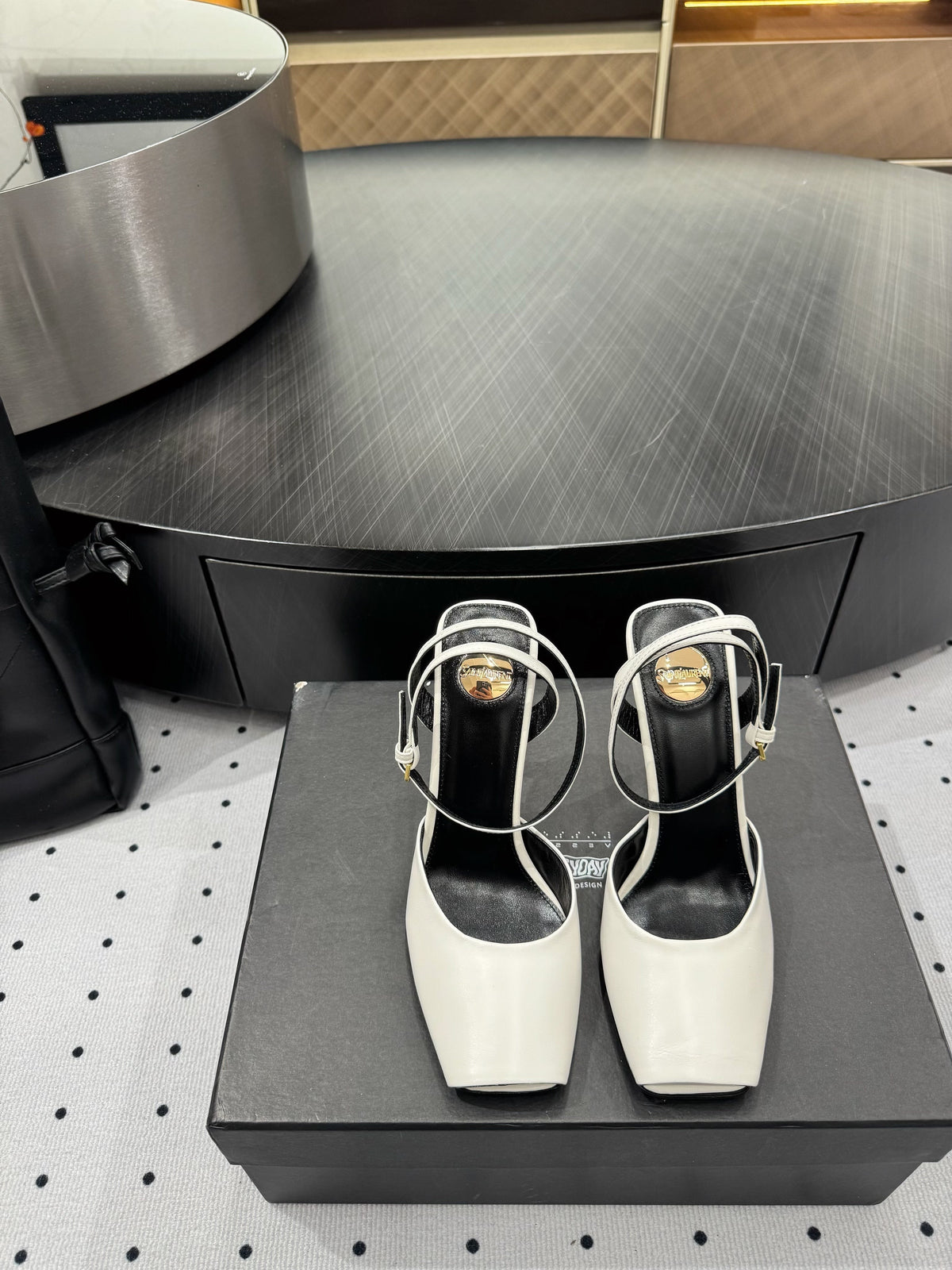 YSL 26S Square-Toe High Heels 105 Mm White Calfskin