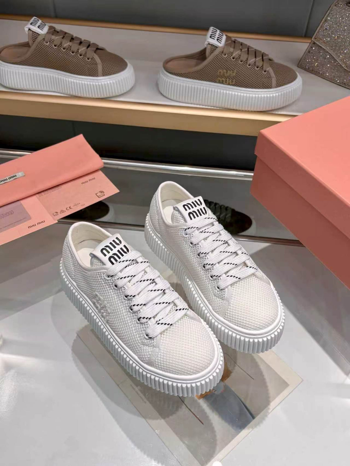 Miumiu 26s Sneaker 45mm White Mesh Fabric