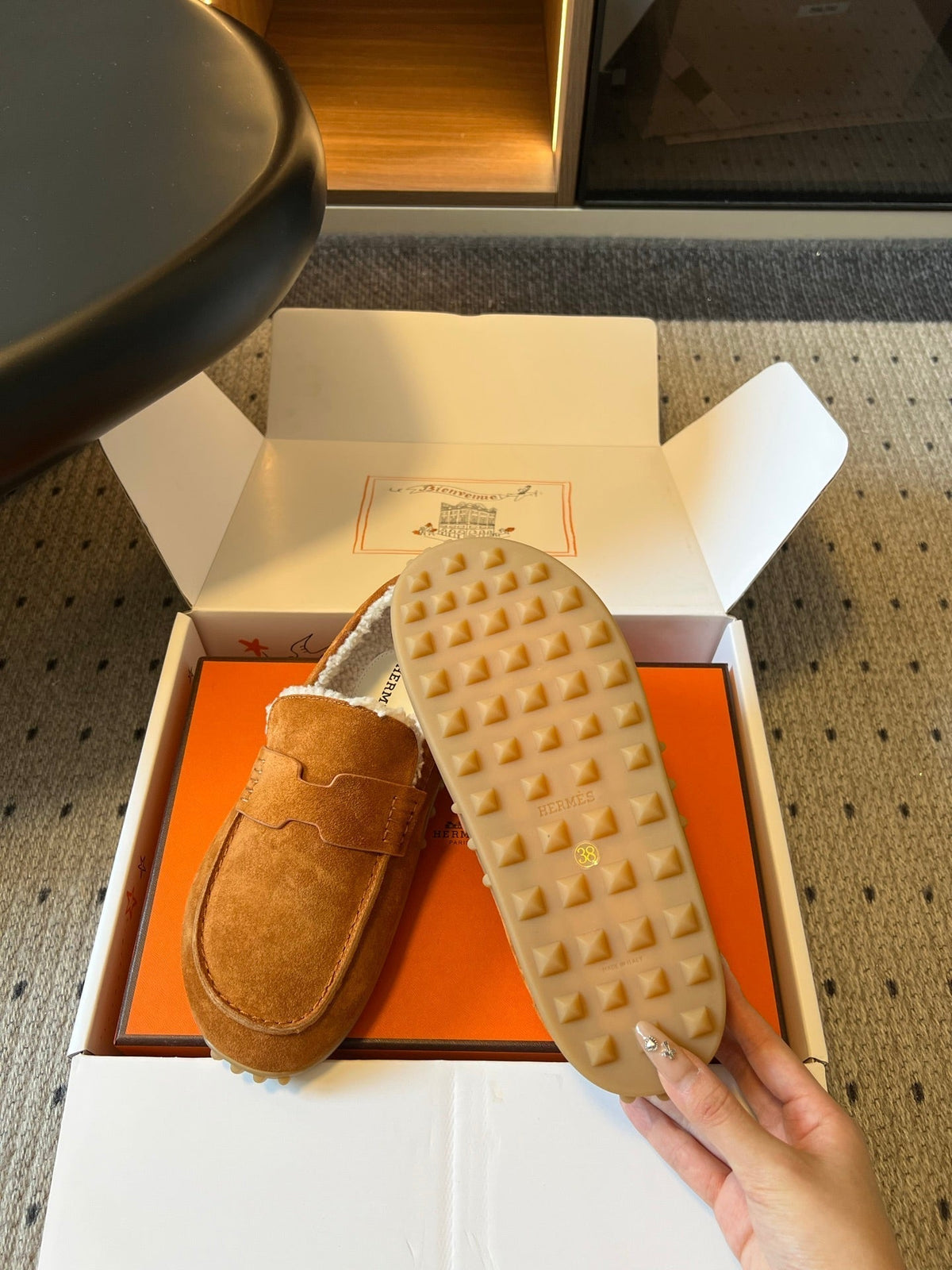 HM 26S Destin Loafers Cognac Brown Suede