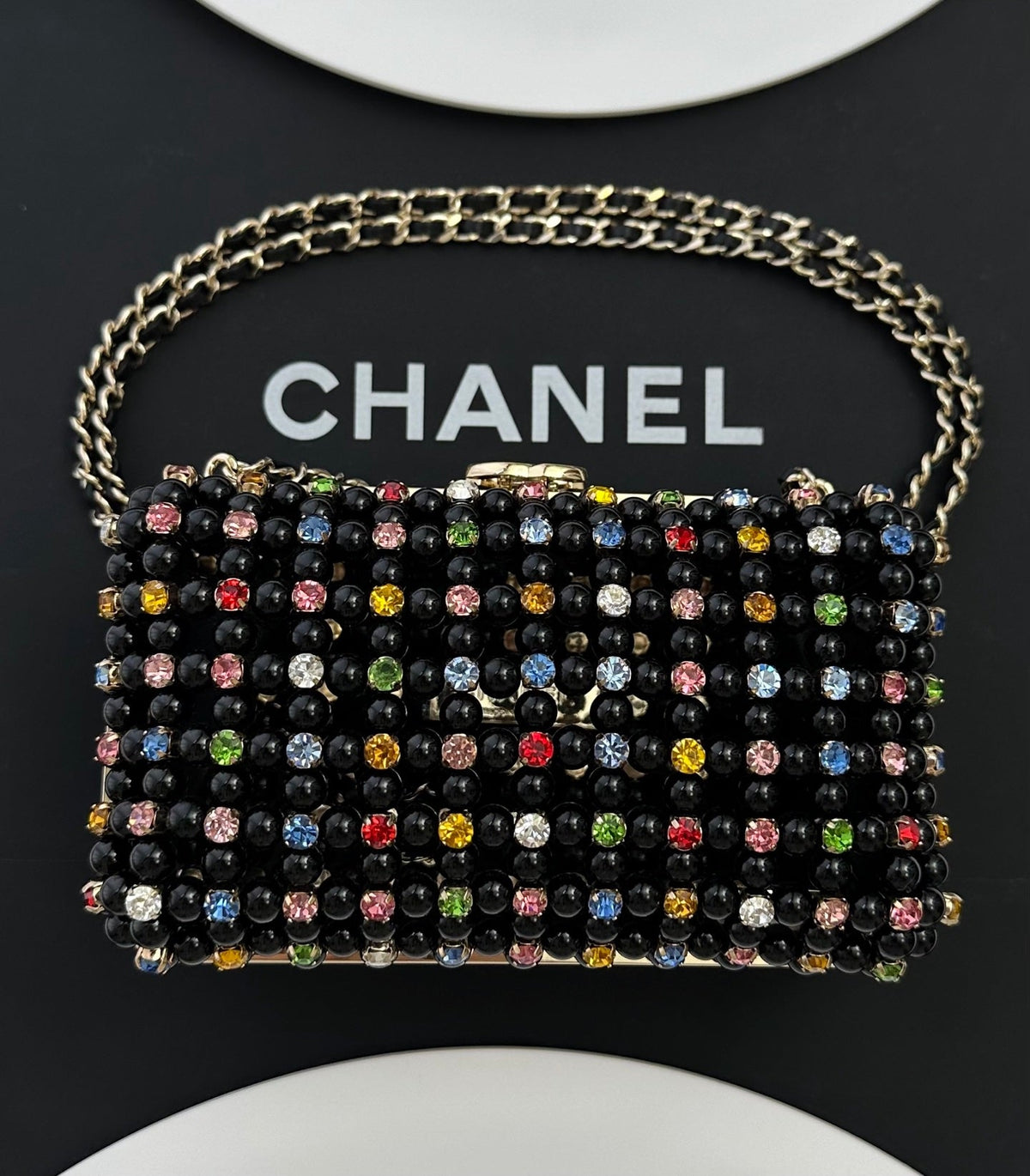 CC Cruise Evening Clutch 17cm Pearl Multicolor Crystal Rhinestones