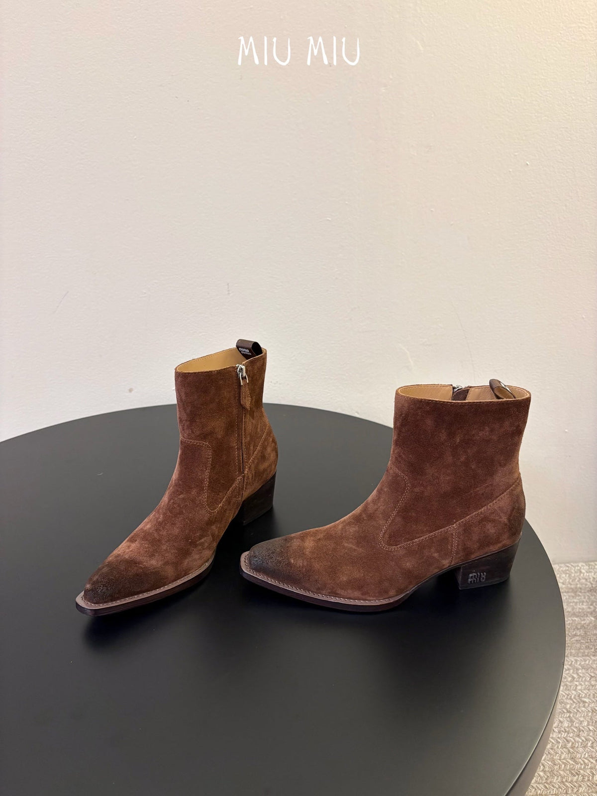 Miumiu 26s Western Ankle Boots Brown Suede