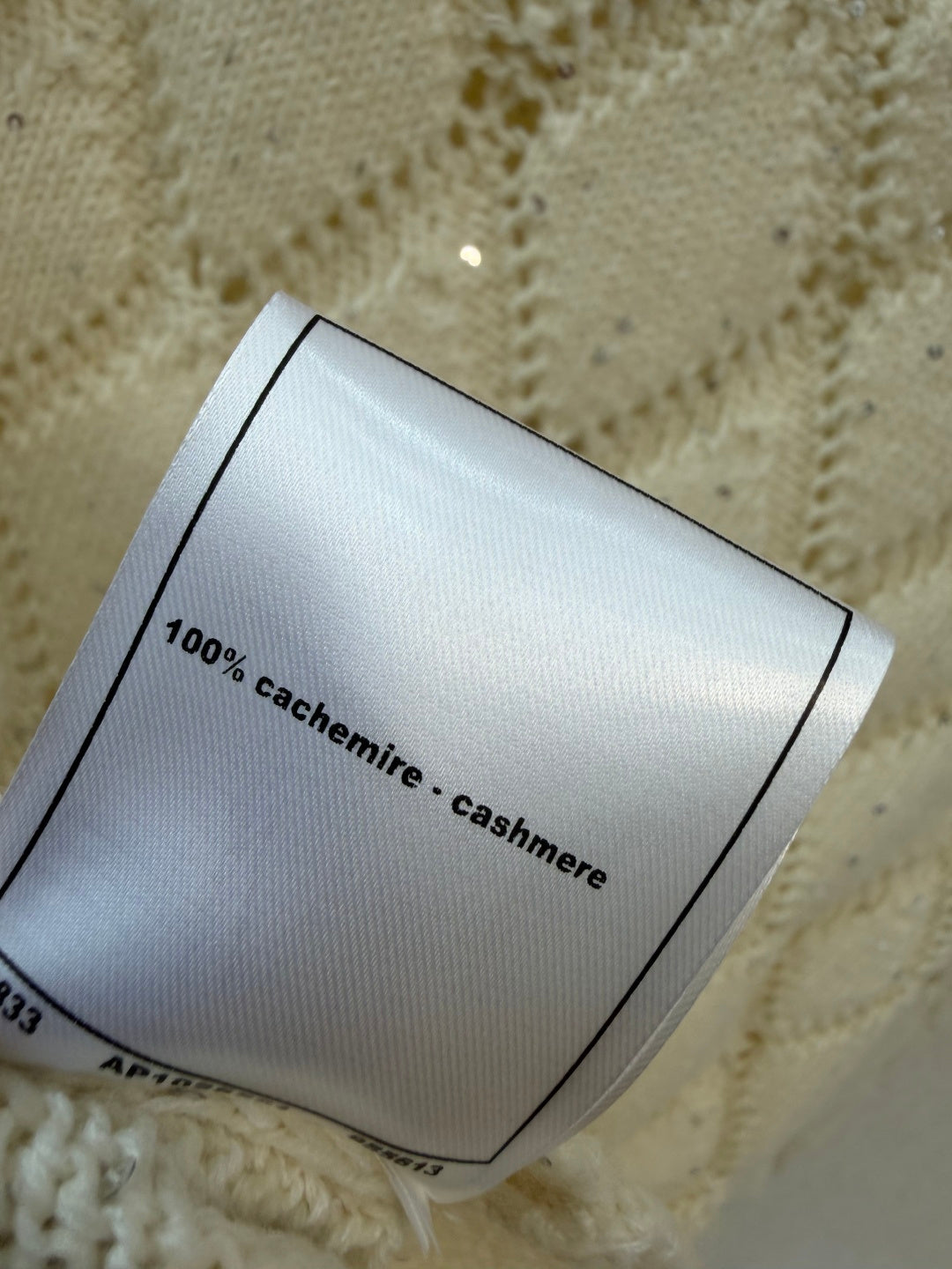 CC 26S Diamond Knit Cardigan Gold Buttons Off-White Cashmere 433642