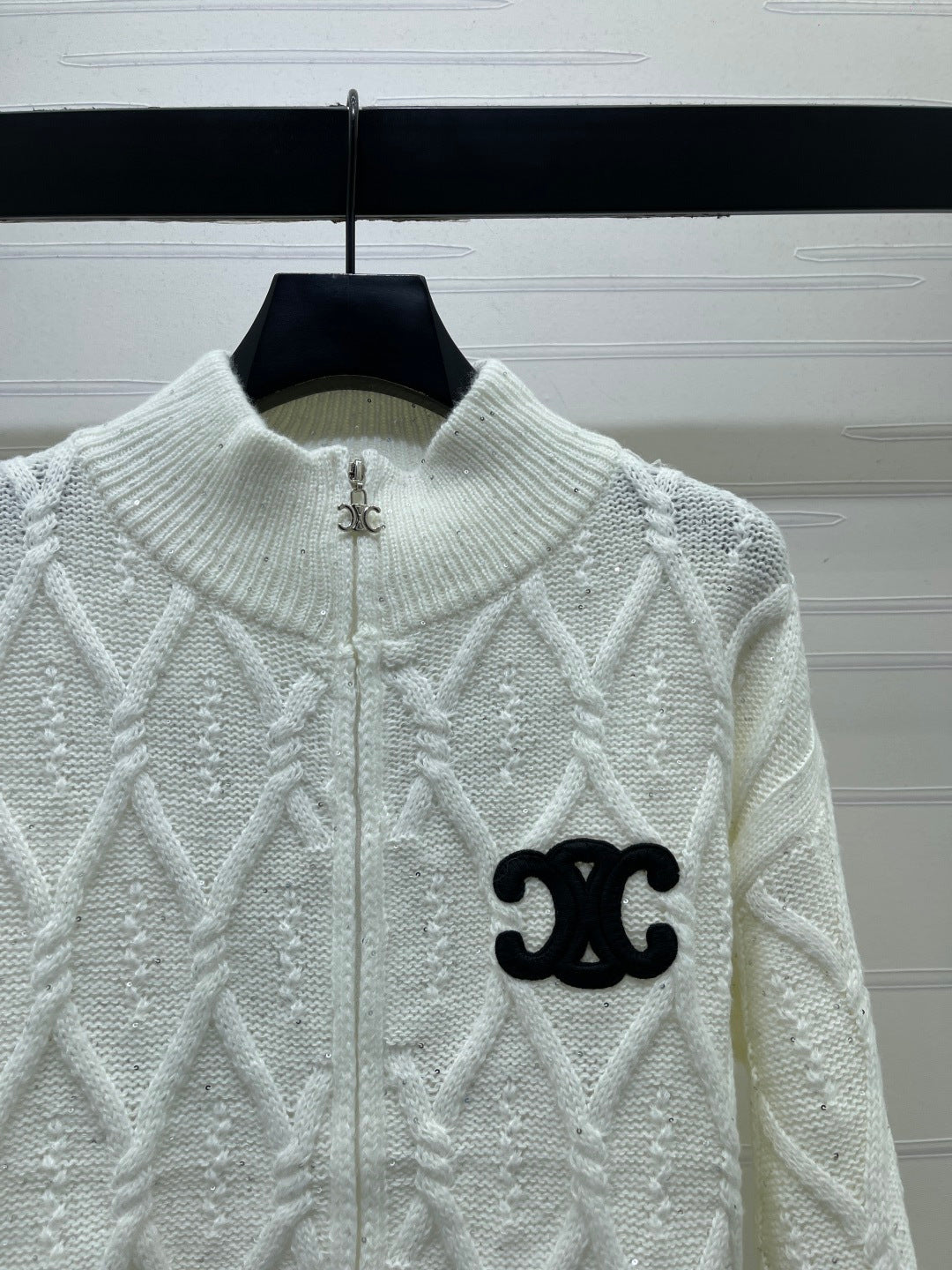 CE 26S Zip-Up Knit Cardigan Triomphe Logo Wool 430316