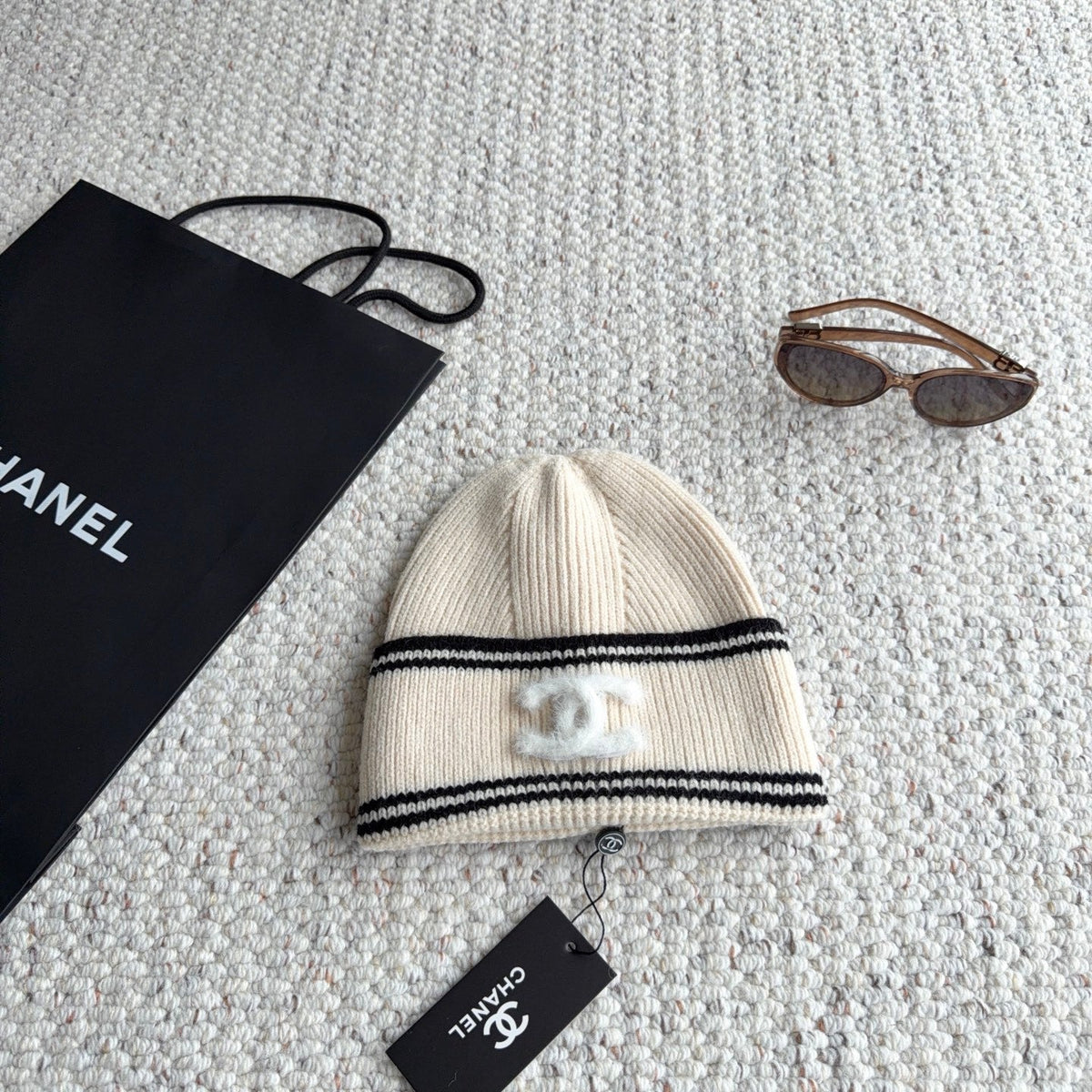 CC 26FW Ribbed Knit Beanie Double C Logo 517951