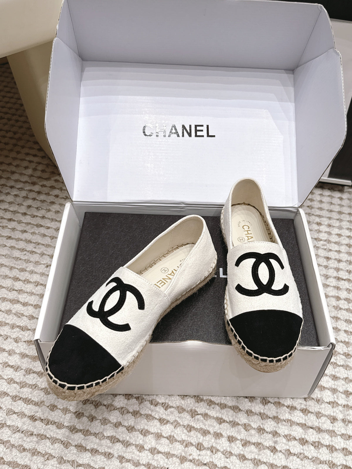 CC 26S Espadrille Slip-Ons in White Mix Black Suede