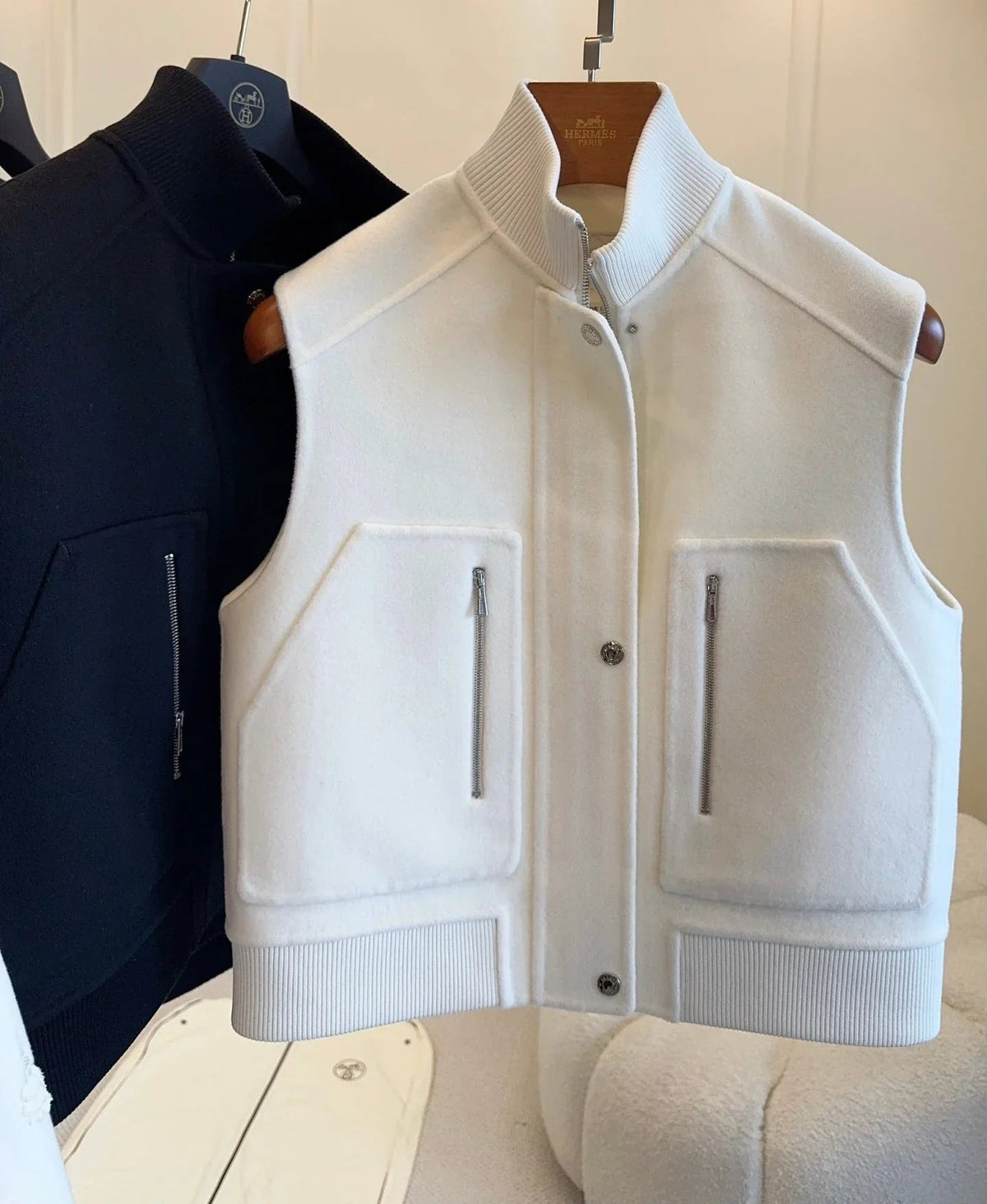 HM 25 Cashmere Embroidered Leather Vest