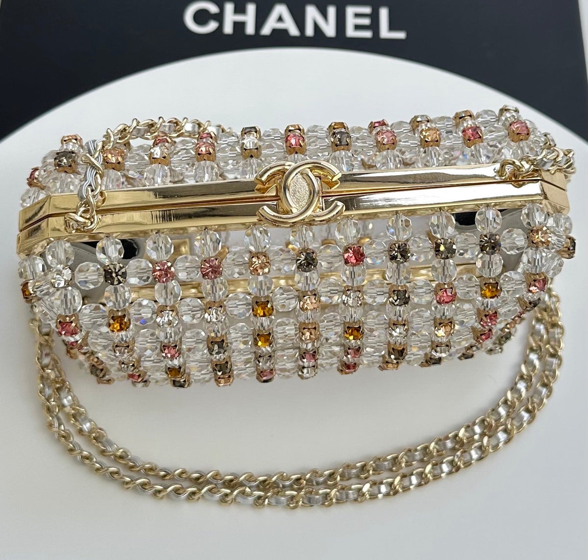 CC Cruise Evening Clutch 17cm Pearl Multicolor Crystal Rhinestones