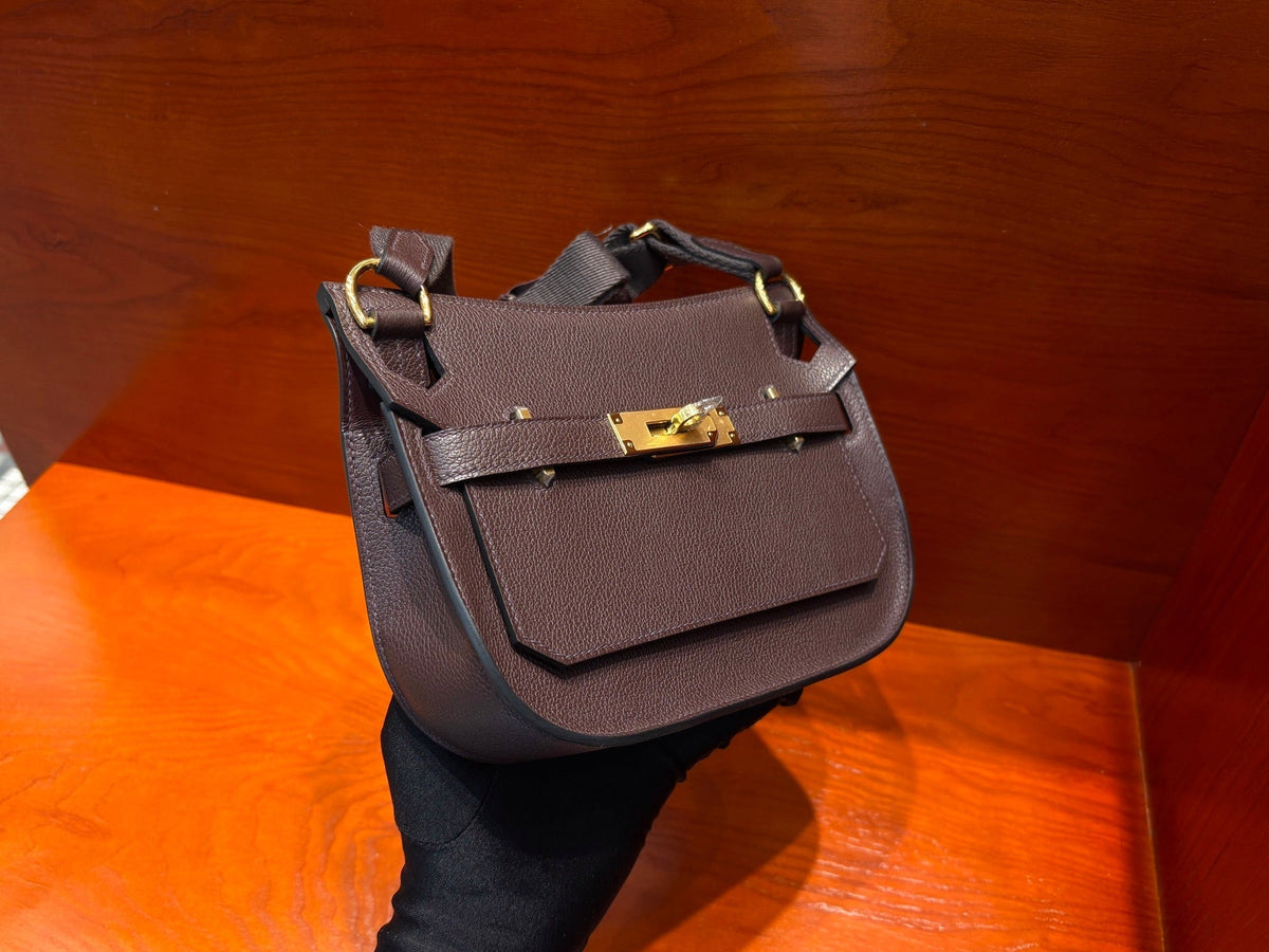 High-end Hermes 2026 Mini Jypsiere Bag 22cm Chocolate Brown Swift Leather