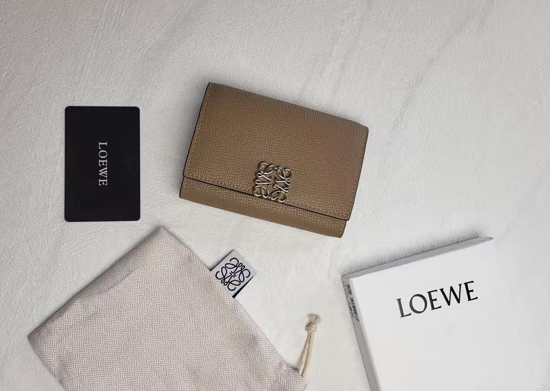 LW Anagram Trifold Wallet 12cm Brown Leather