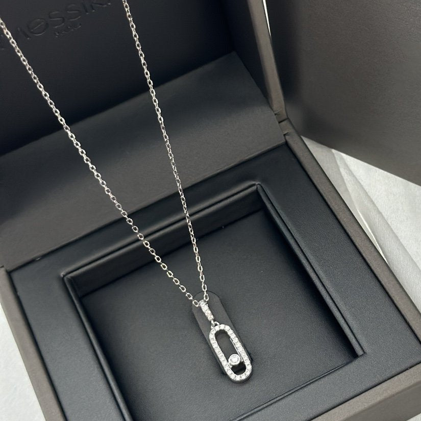 Messika Move Uno LM Silver Diamond Paved Necklace